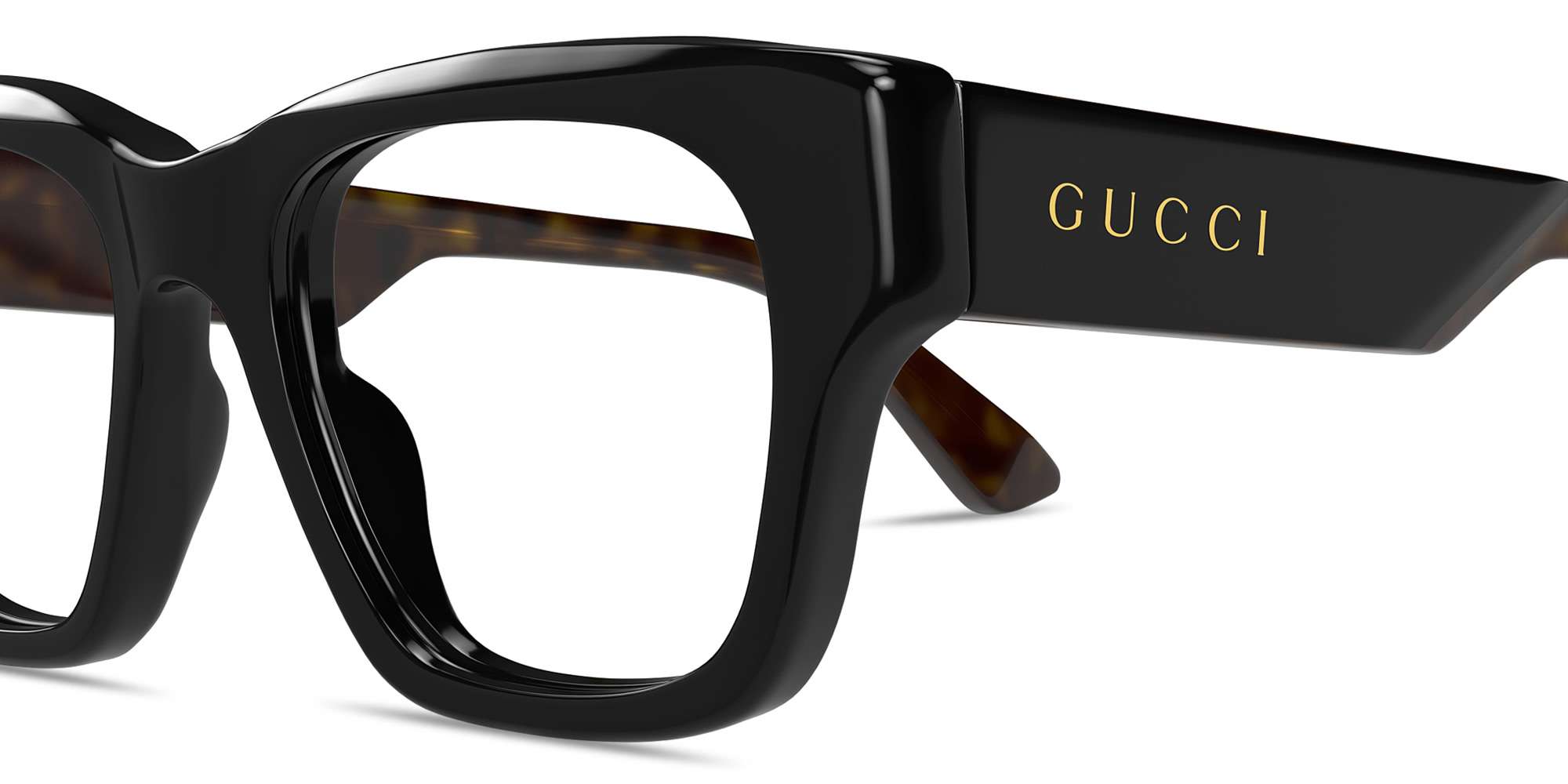 GUCCI Logo Signature Square Eyeglasses in Black – Product Photo 3
