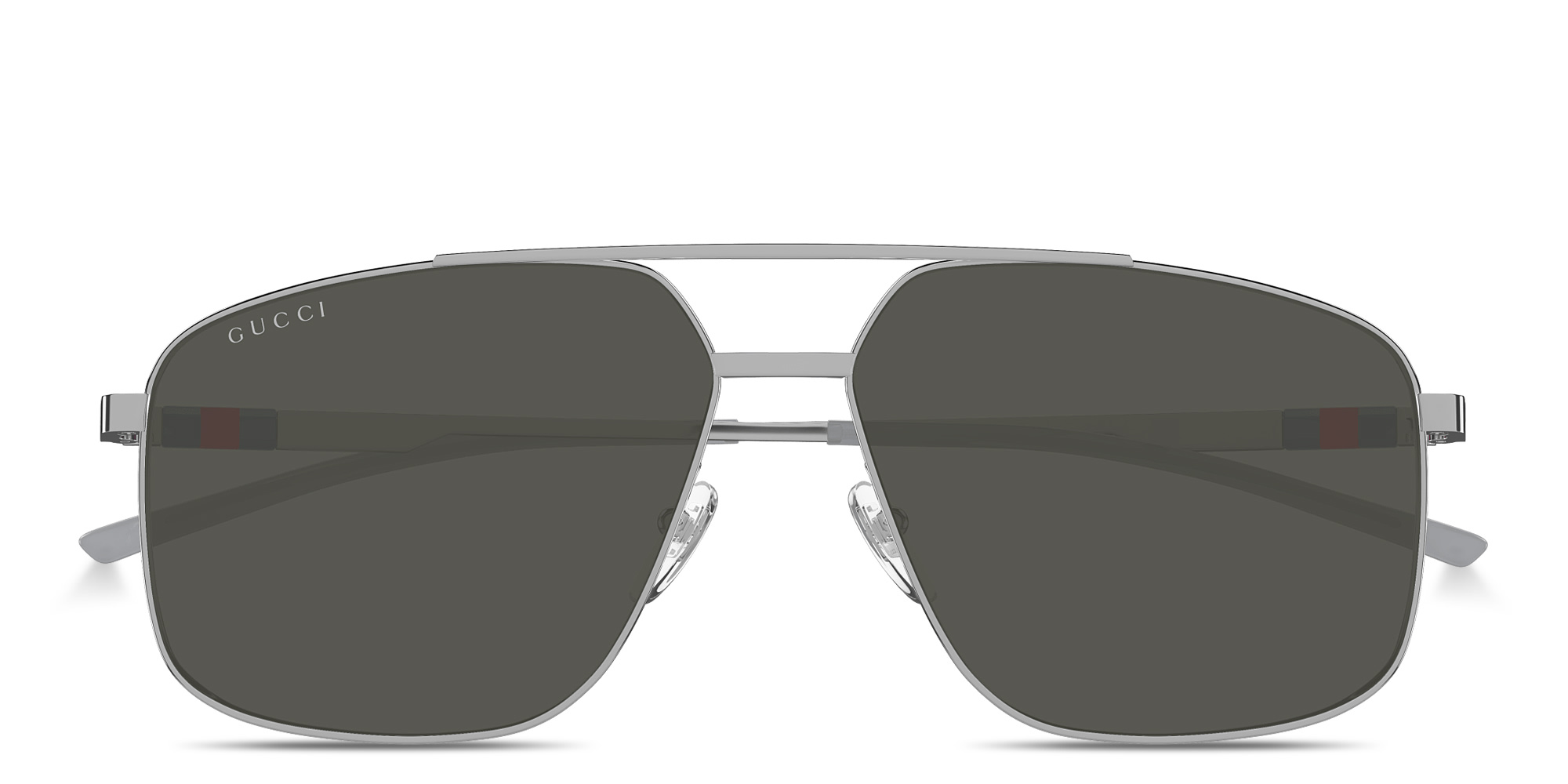 Shop GUCCI Web Pilot Sunglasses in Silver online.