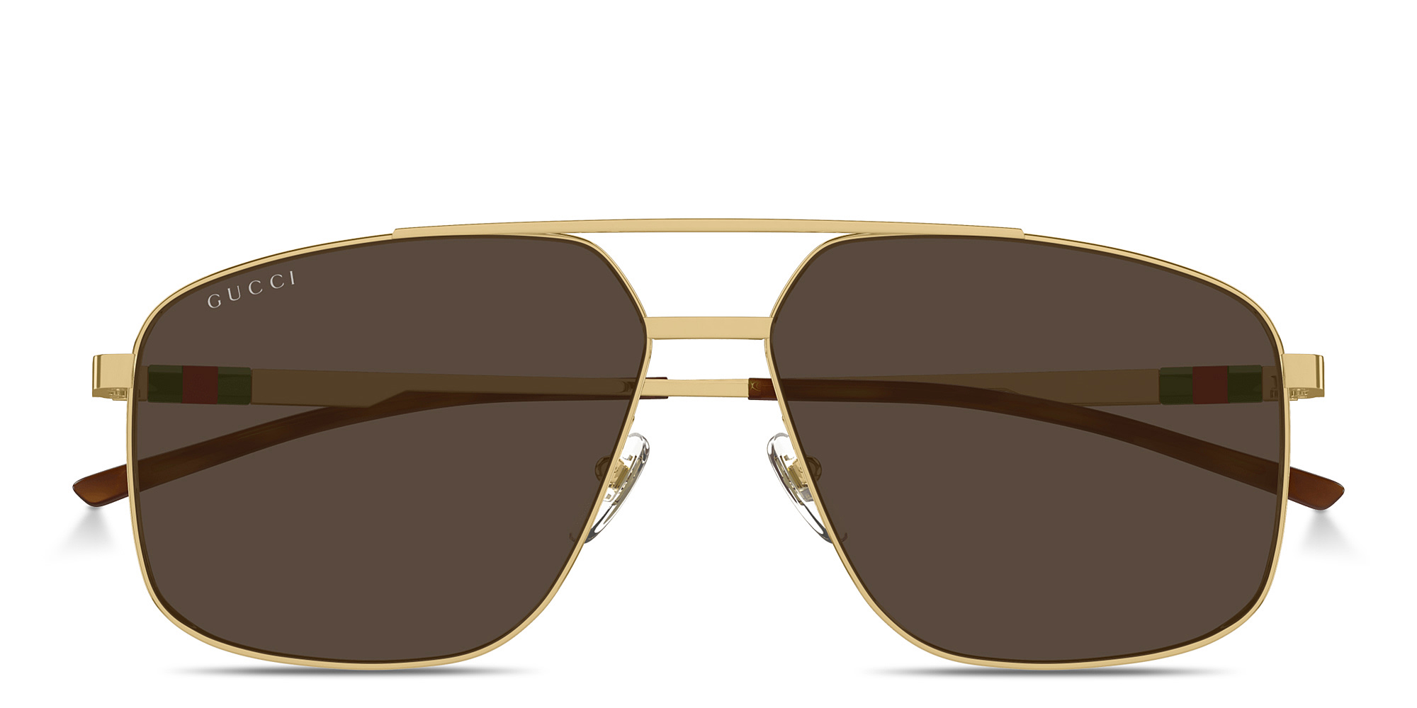 Shop GUCCI Web Pilot Sunglasses in Gold online.