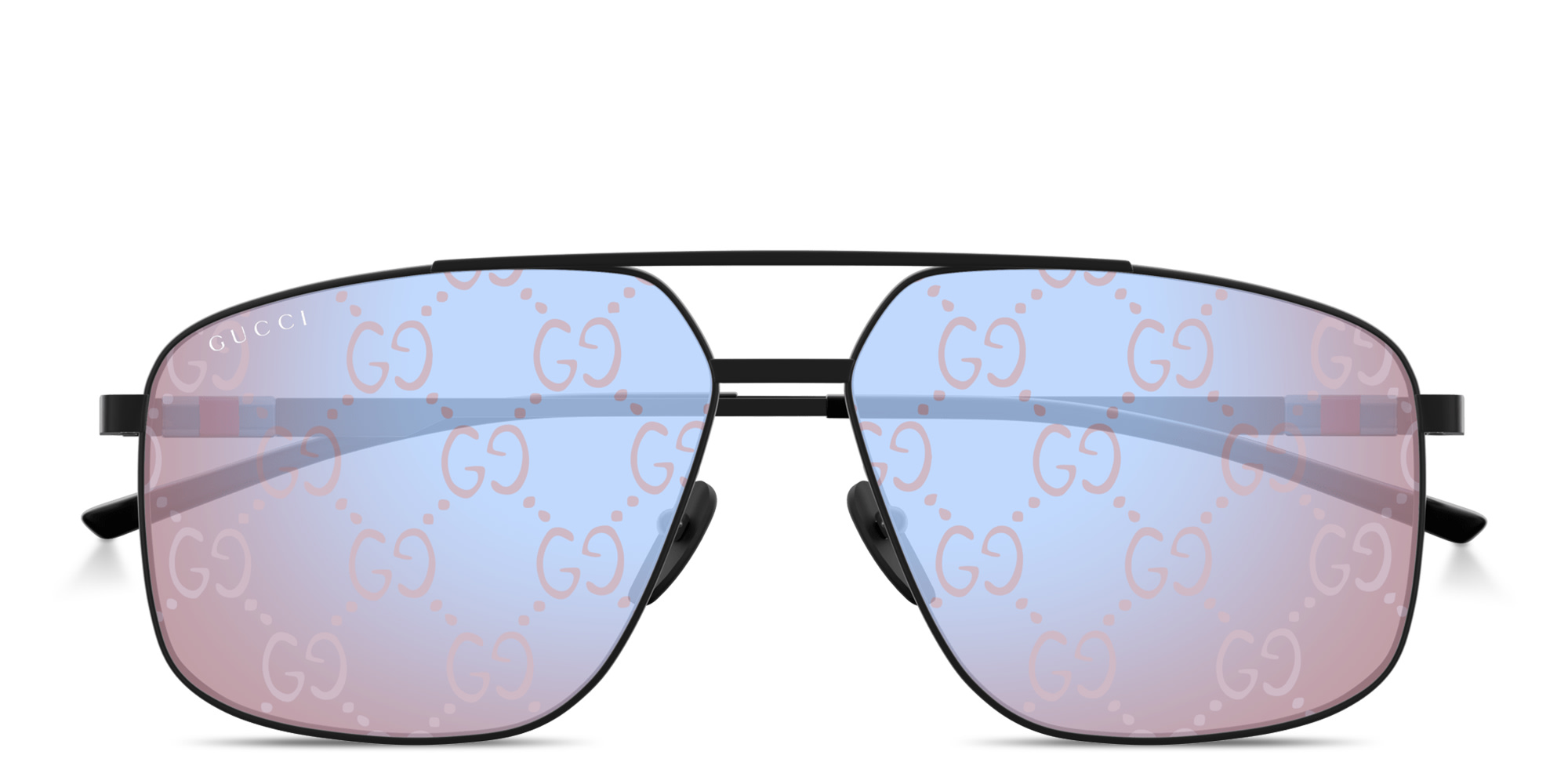 Shop GUCCI Web Pilot Sunglasses in Black online.