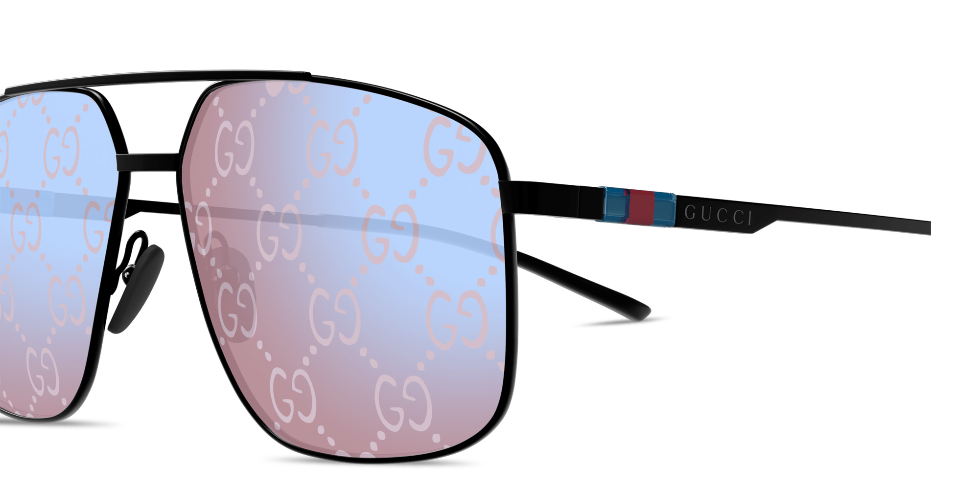 Shop GUCCI Web Pilot Sunglasses in Black online.