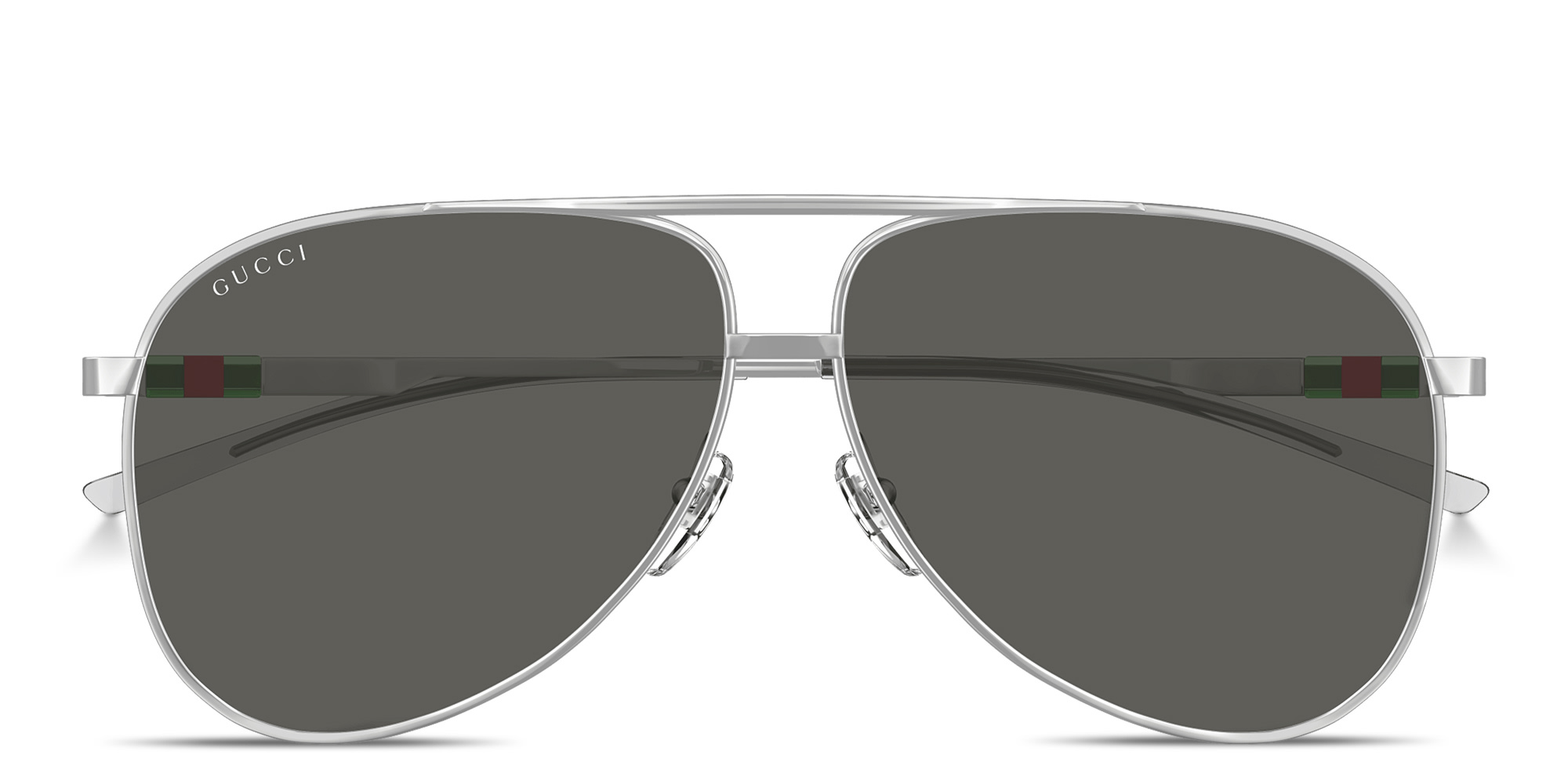 Shop GUCCI Web Pilot Sunglasses in Silver online.