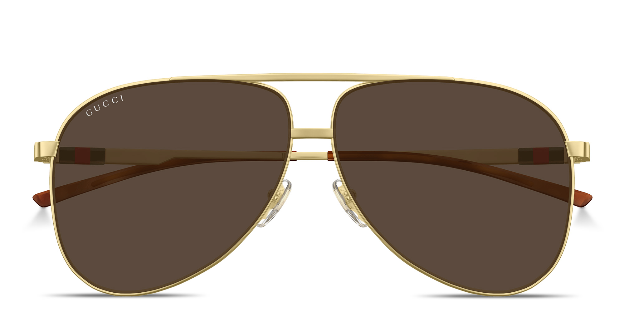 Shop GUCCI Web Pilot Sunglasses in Gold online.