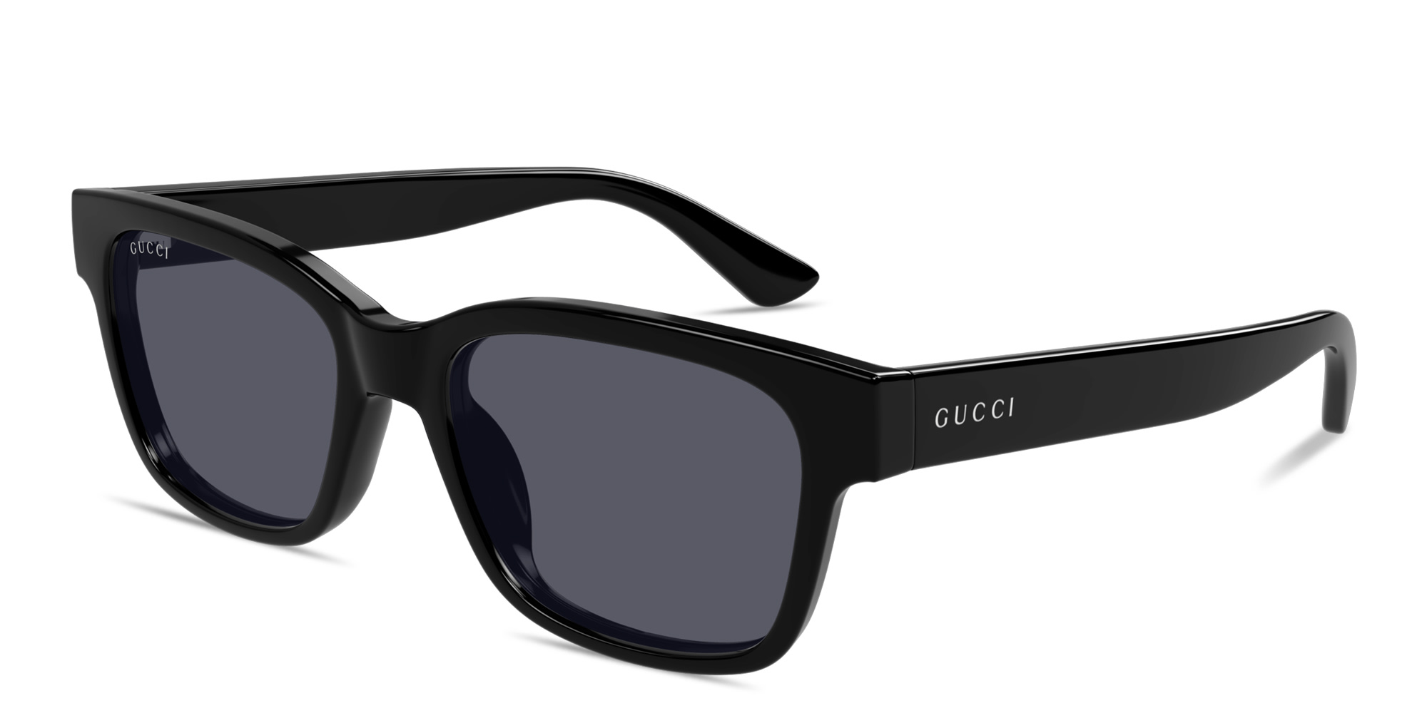 Shop GUCCI Logo Signature Rectangle Sunglasses in Black online.