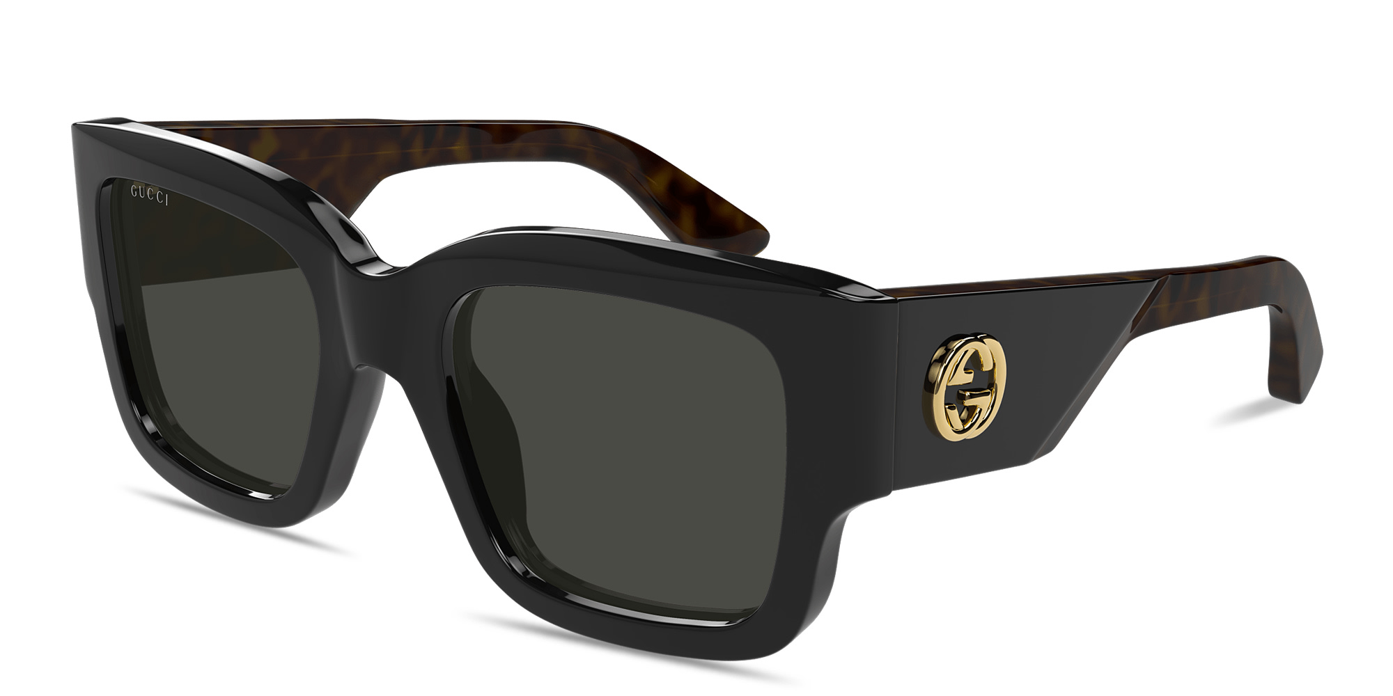 Shop GUCCI Oblique Square Sunglasses in Black online.