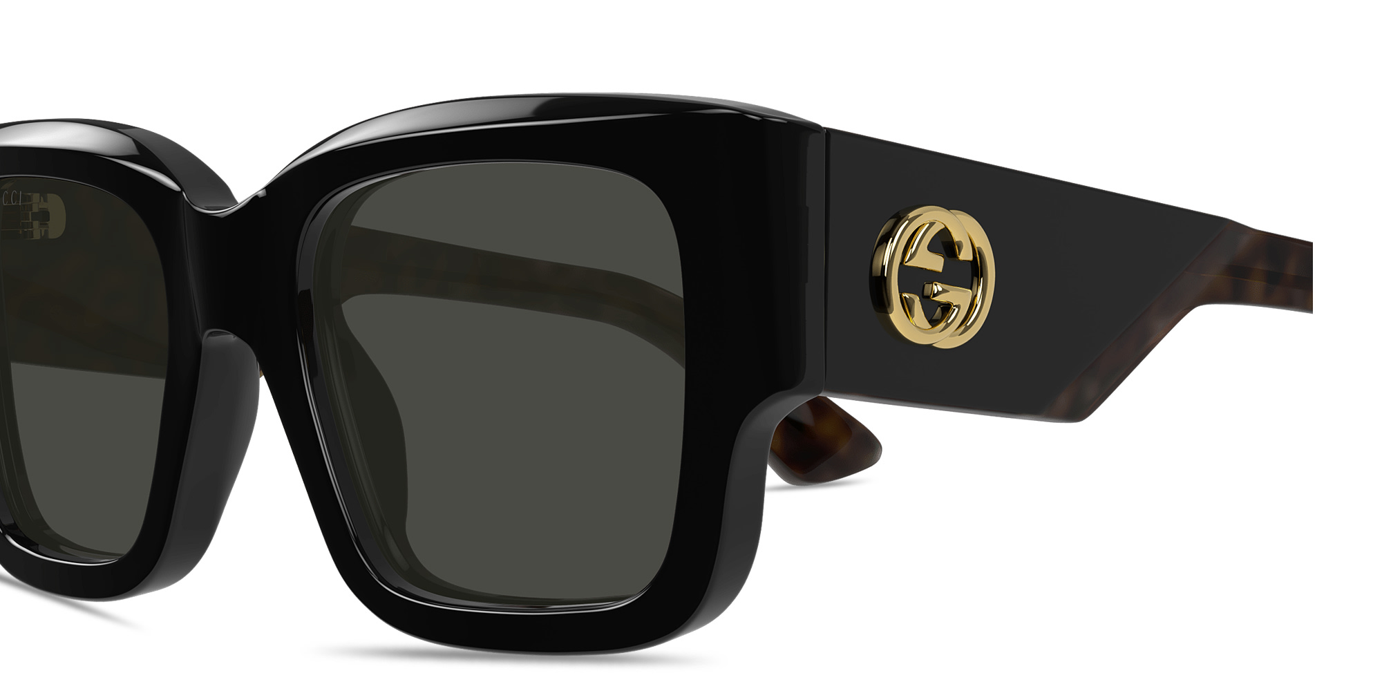 Shop GUCCI Oblique Square Sunglasses in Black online.