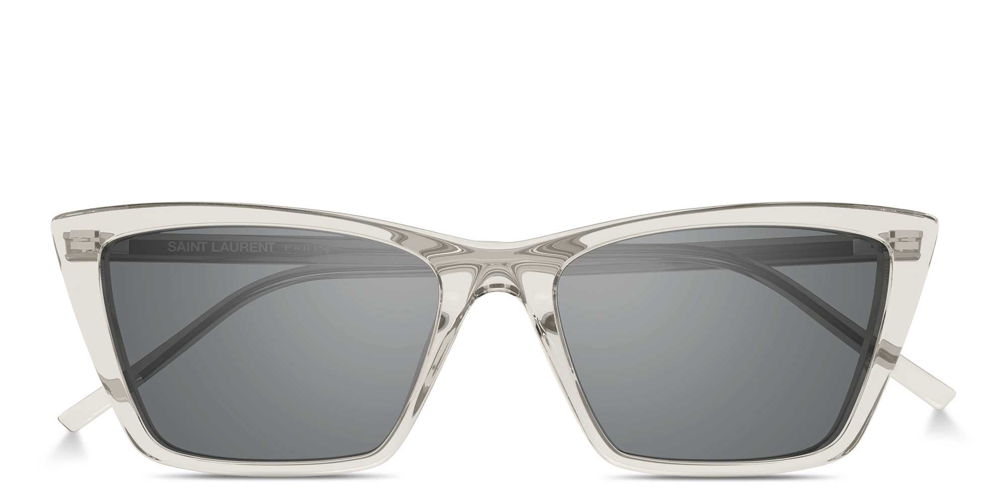 Shop SAINT LAURENT SL 737 Mica Thin Rectangle Sunglasses in Beige online.