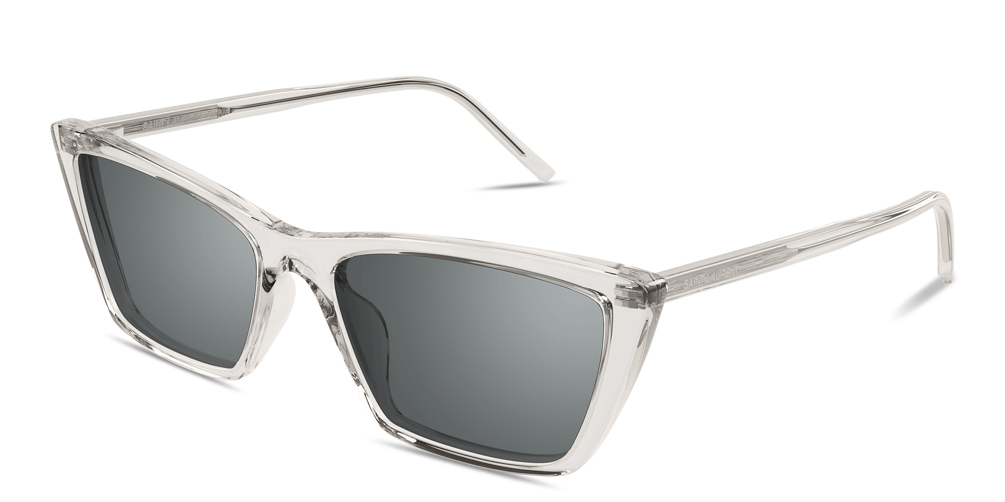 Shop SAINT LAURENT SL 737 Mica Thin Rectangle Sunglasses in Beige online.