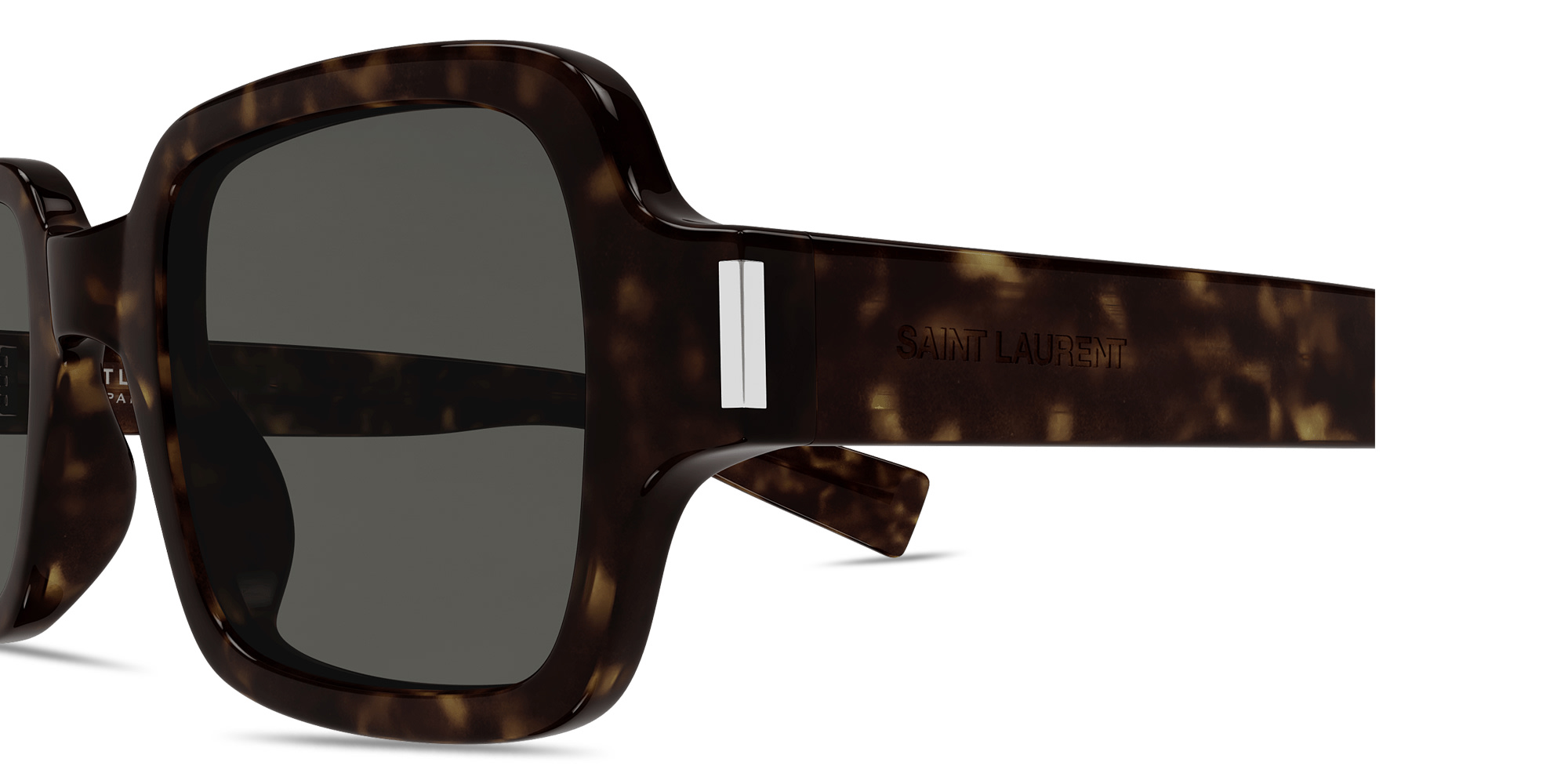 نظارات شمسية كورنر آنغل فينتدج بإطار مربّع من سان لوران بلون مموه - صورة المنتج 3