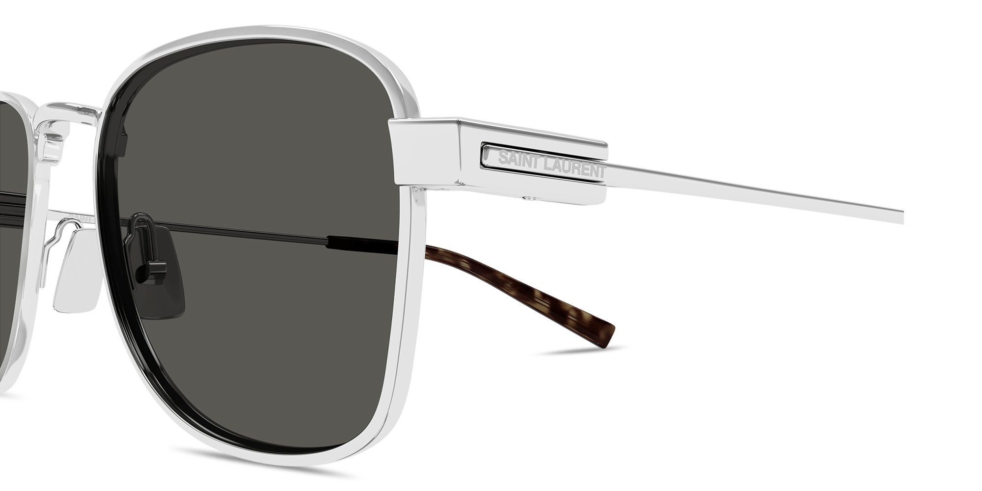 Shop SAINT LAURENT Hyper Rimlock Square Sunglasses in Silver online.