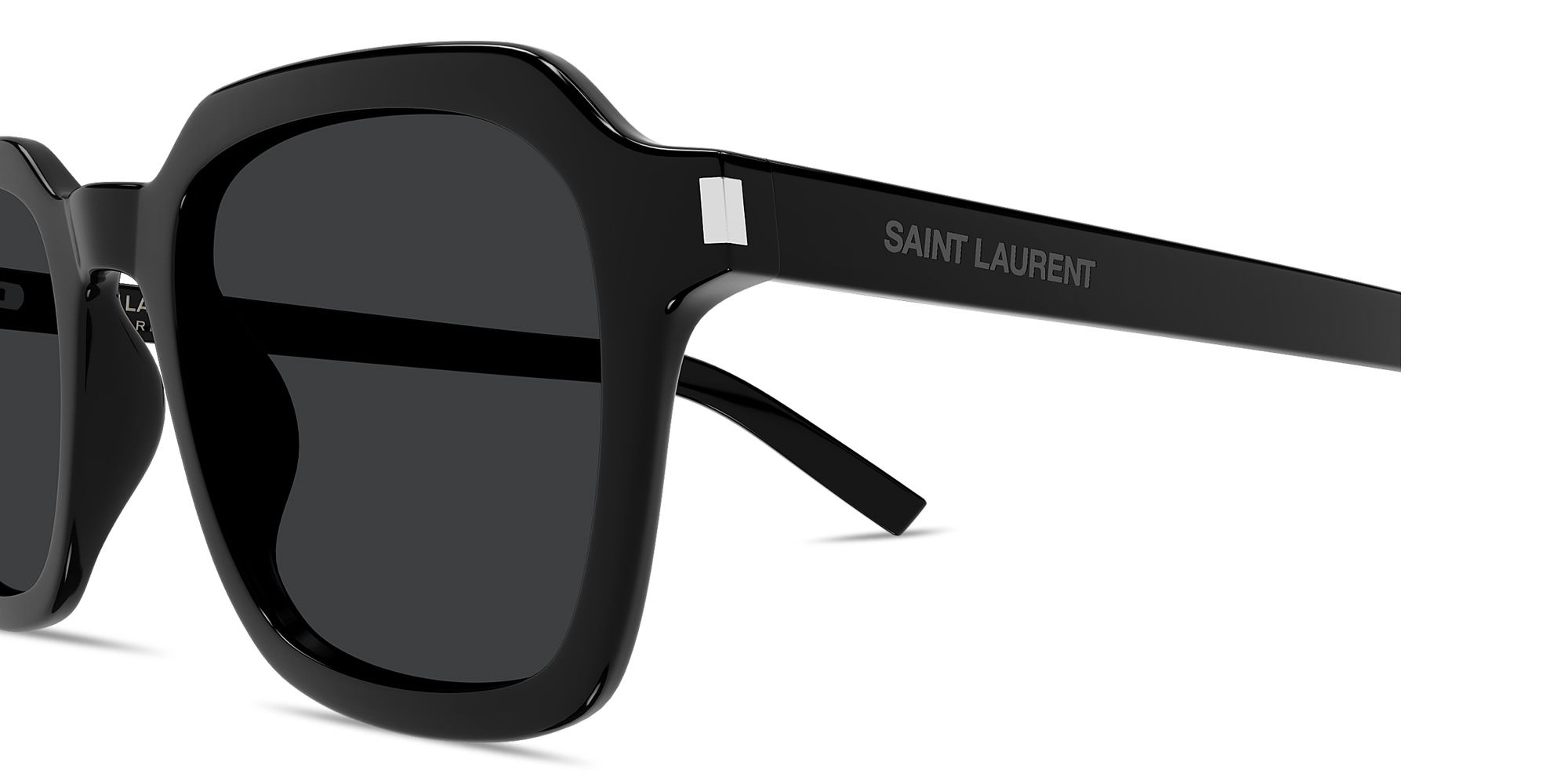 SAINT LAURENT Logo Print Unisex Square Sunglasses in Black – Product Photo 3