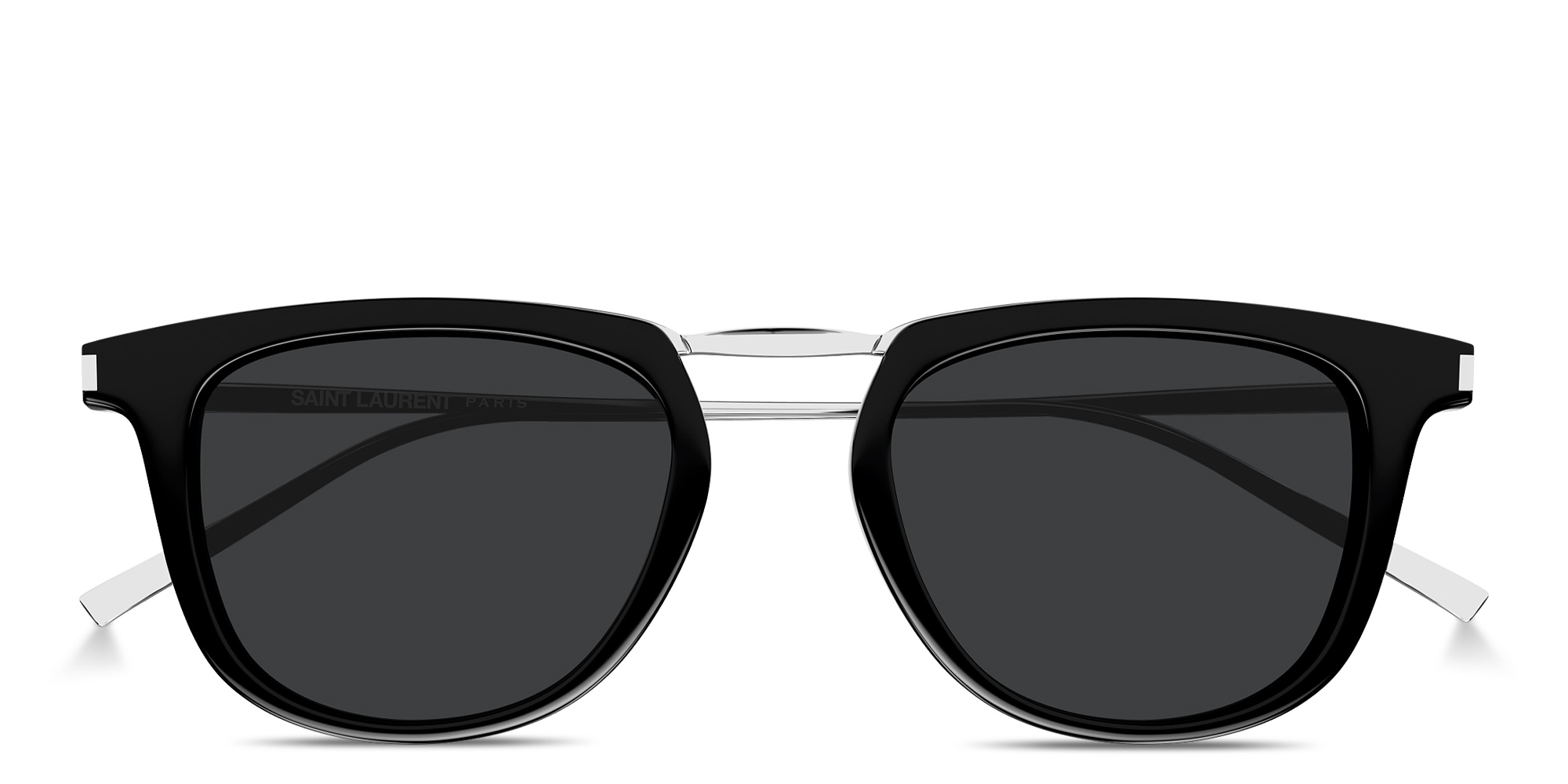 Shop SAINT LAURENT Logo-Engraved Unisex Square Sunglasses in Black online.
