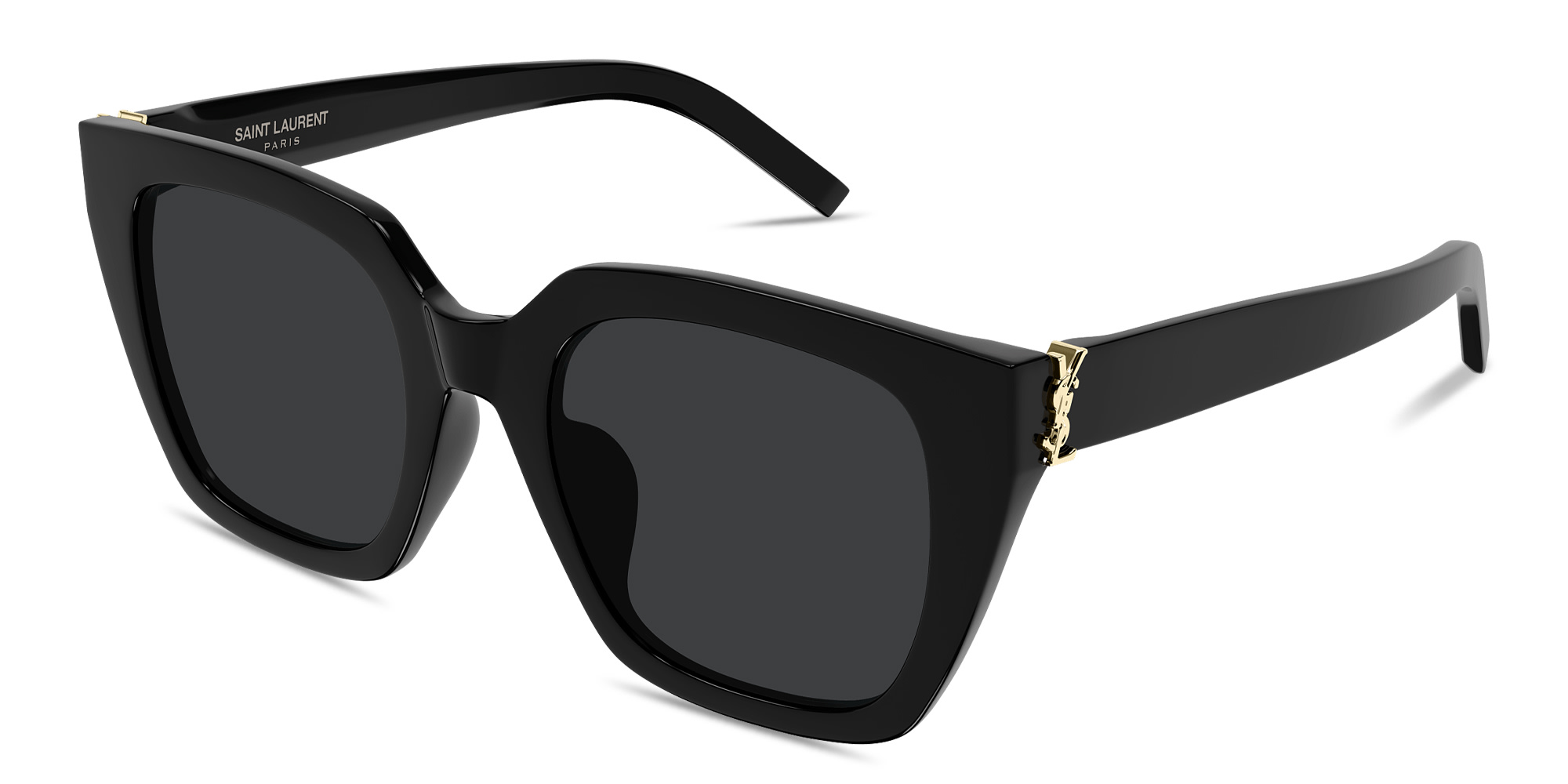 Shop SAINT LAURENT Monogram Hinge Cat-Eye Sunglasses in Black online.
