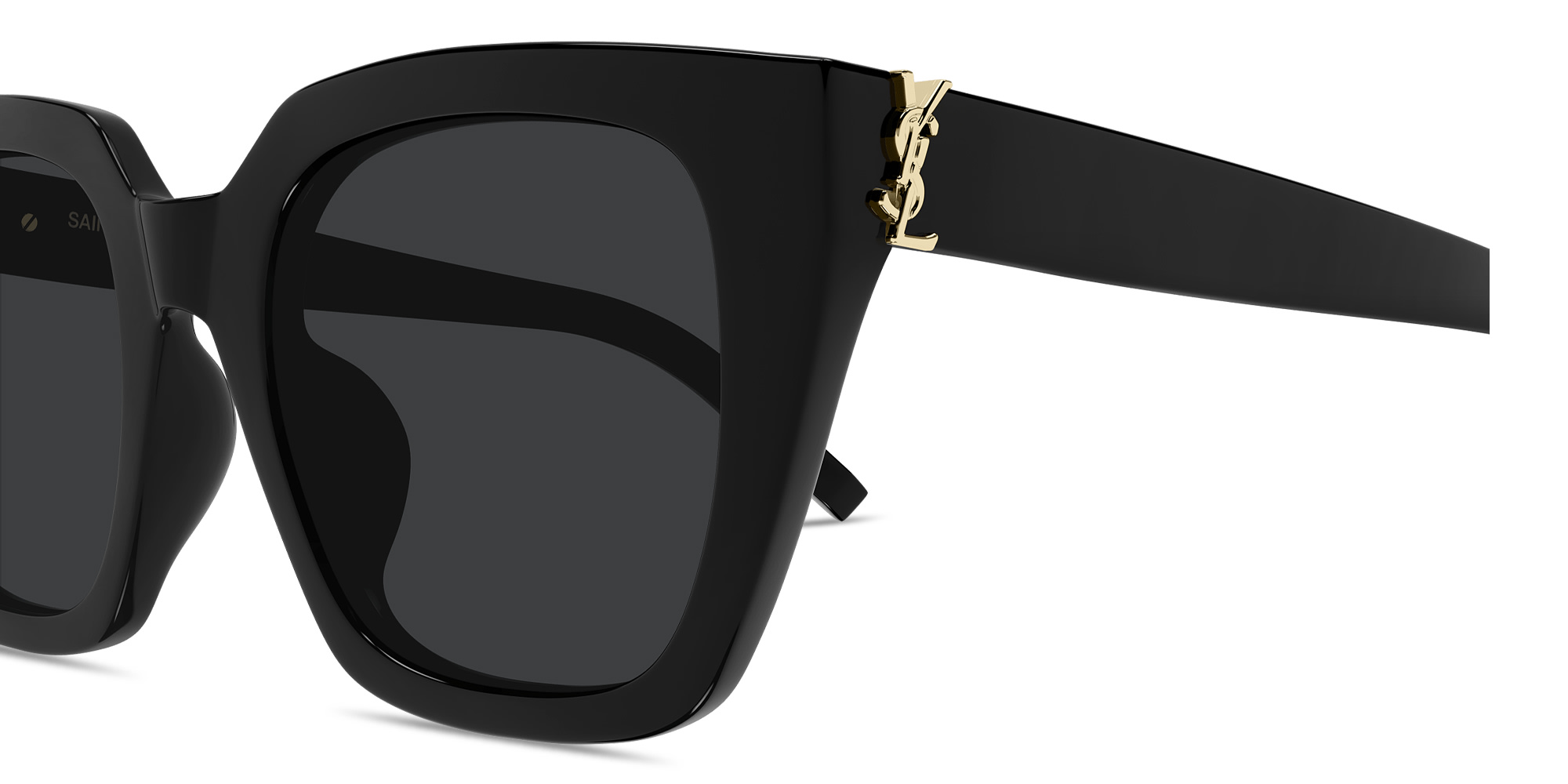 Shop SAINT LAURENT Monogram Hinge Cat-Eye Sunglasses in Black online.