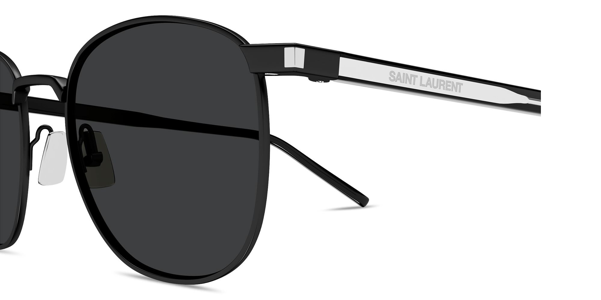 Shop SAINT LAURENT Thin Naked Wirecore Unisex Panthos Sunglasses in Black online.