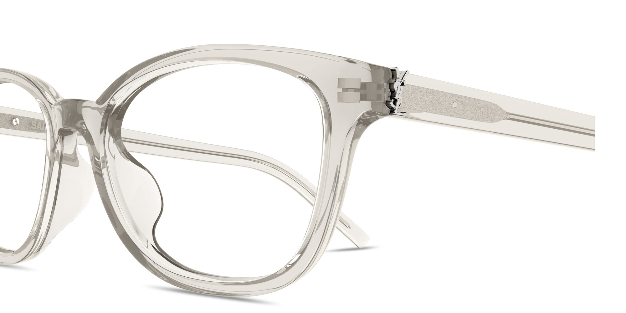 نظارات طبية مربّعة بشعار العلامة على المفصّلات من سان لوران بلون بيج - صورة المنتج 3