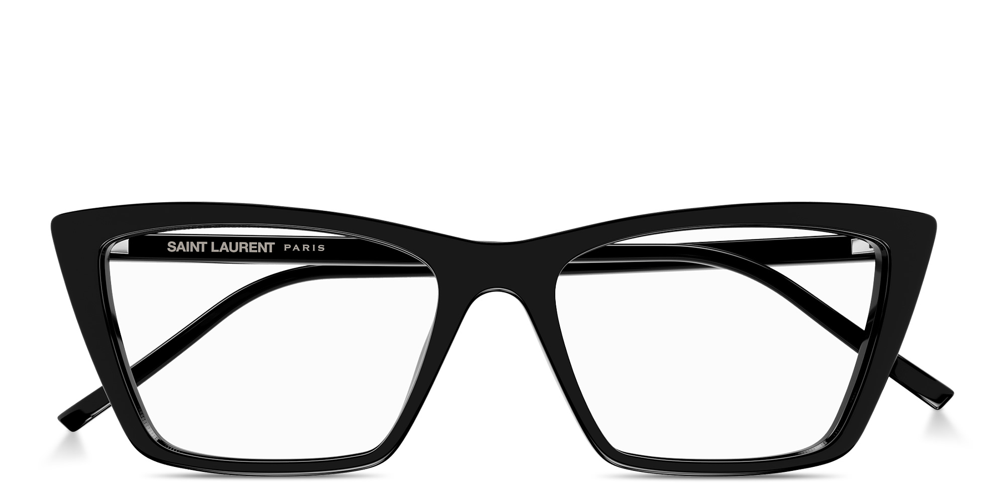 Shop SAINT LAURENT SL 737 Mica Thin Opt Rectangle Eyeglasses in Black online.
