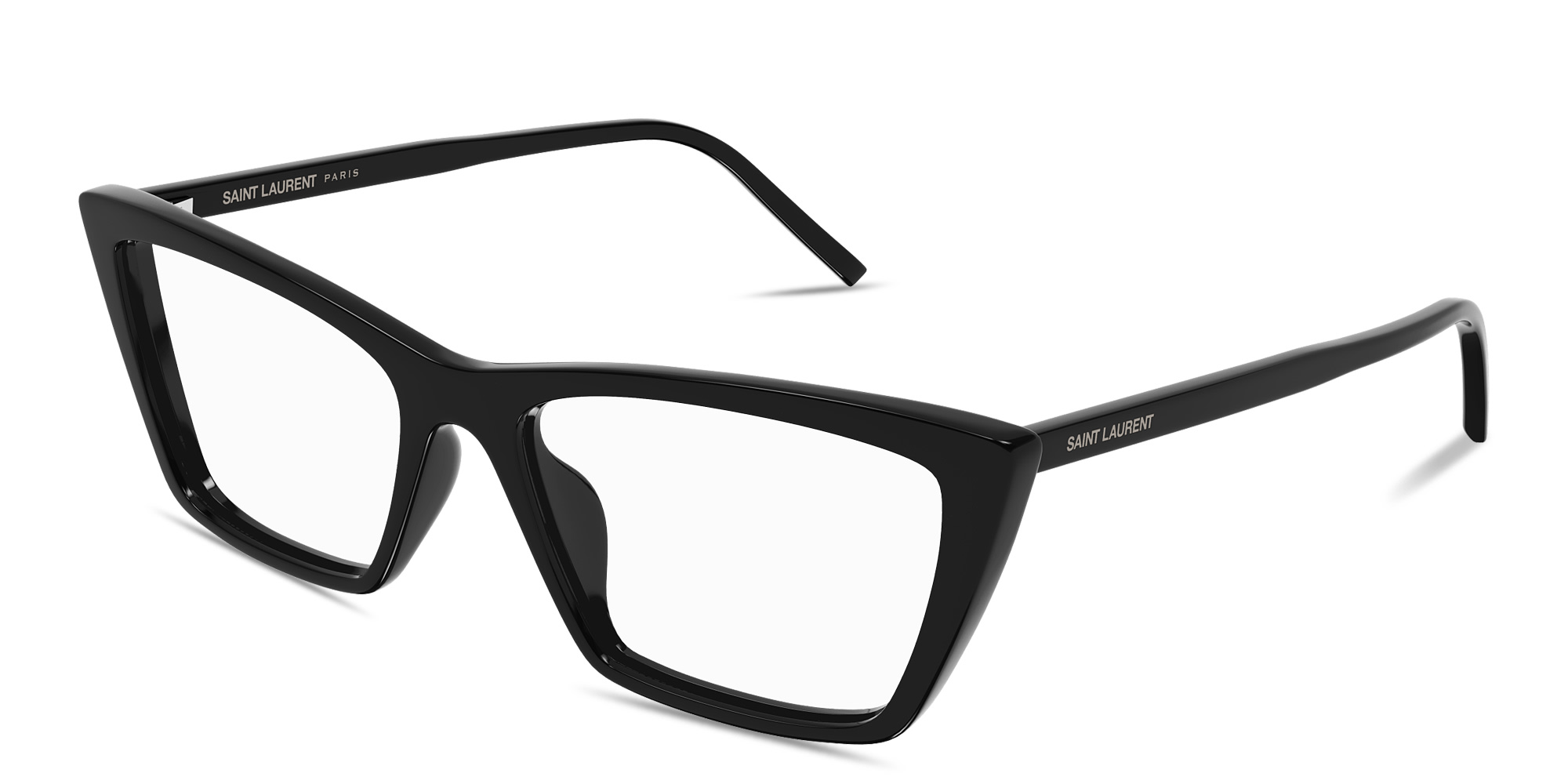 Shop SAINT LAURENT SL 737 Mica Thin Opt Rectangle Eyeglasses in Black online.