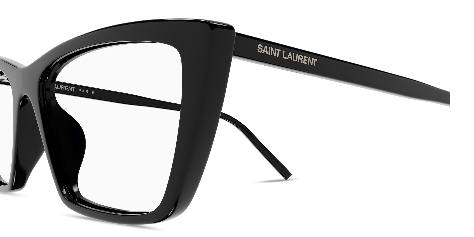 Shop SAINT LAURENT SL 737 Mica Thin Opt Rectangle Eyeglasses in Black online.