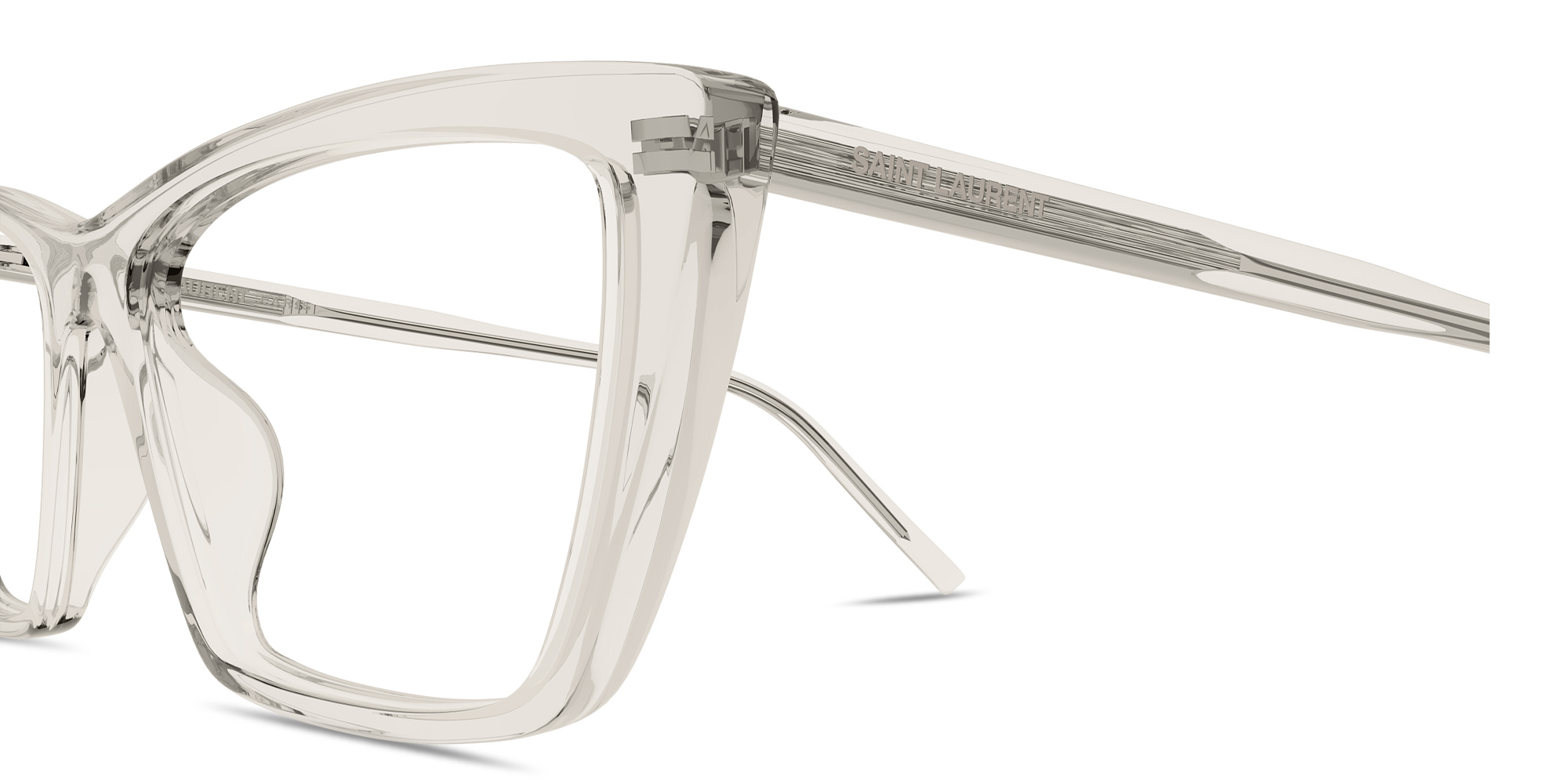 Shop SAINT LAURENT SL 737 Mica Thin Opt Rectangle Eyeglasses in Beige online.