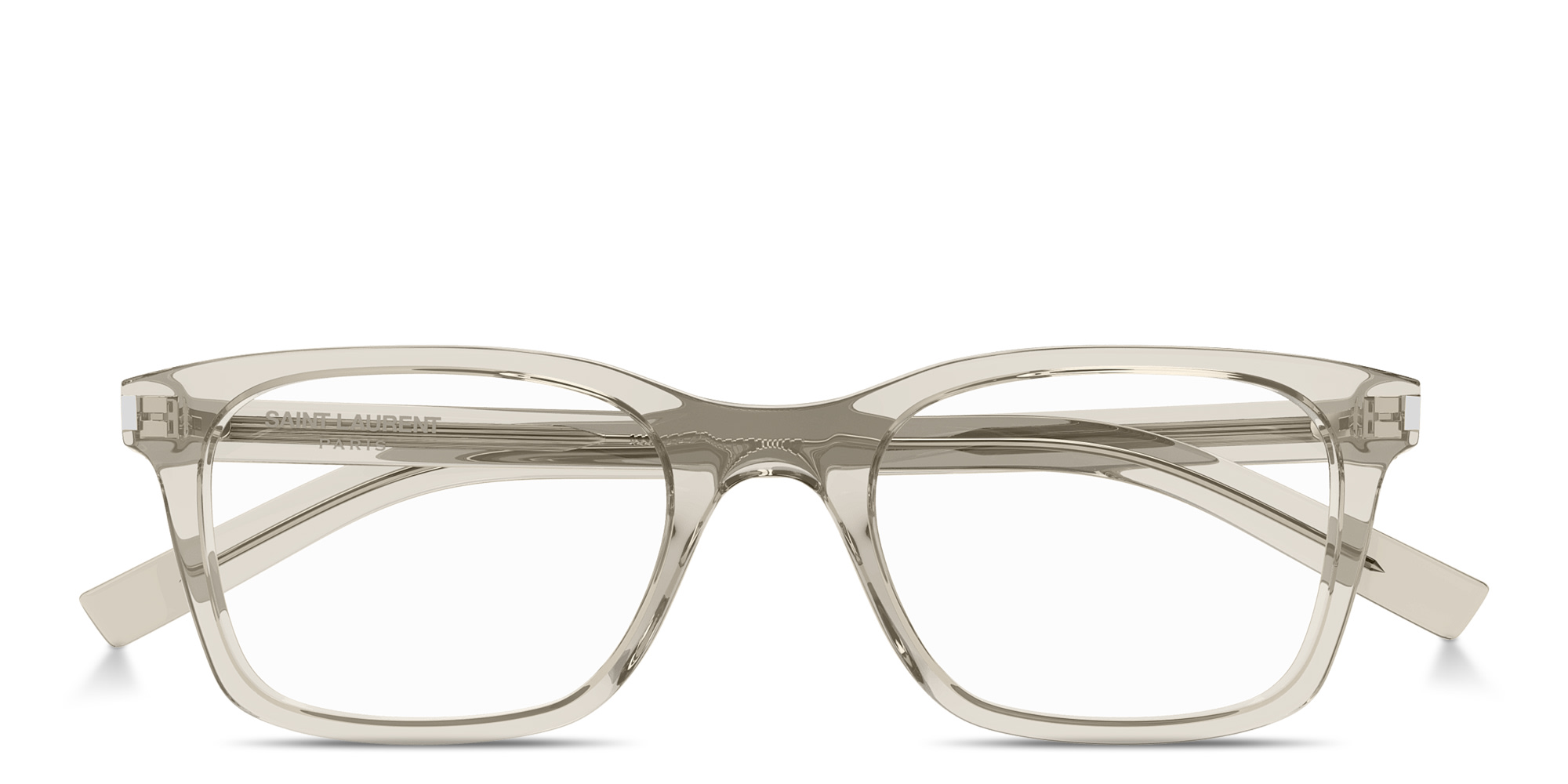 Shop SAINT LAURENT Logo Signature Square Eyeglasses in Beige online.