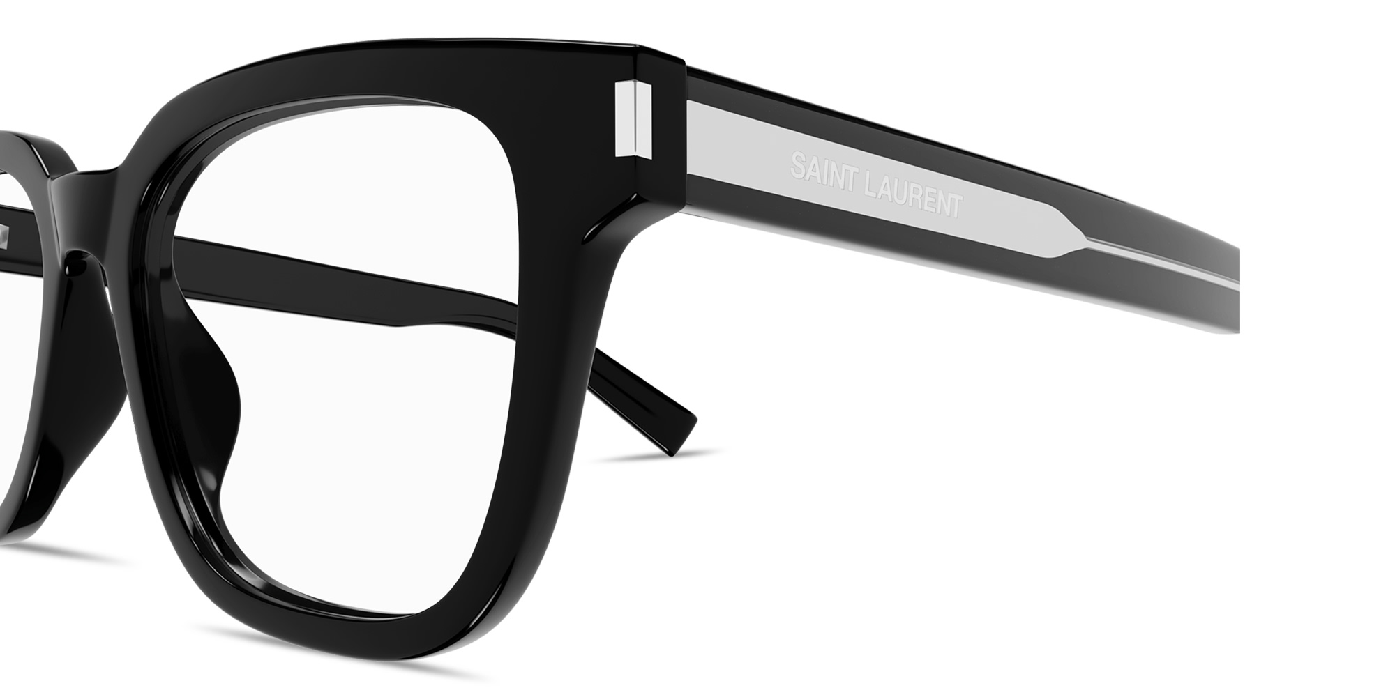 Shop SAINT LAURENT Mid Naked Wirecore Square Eyeglasses in Black online.