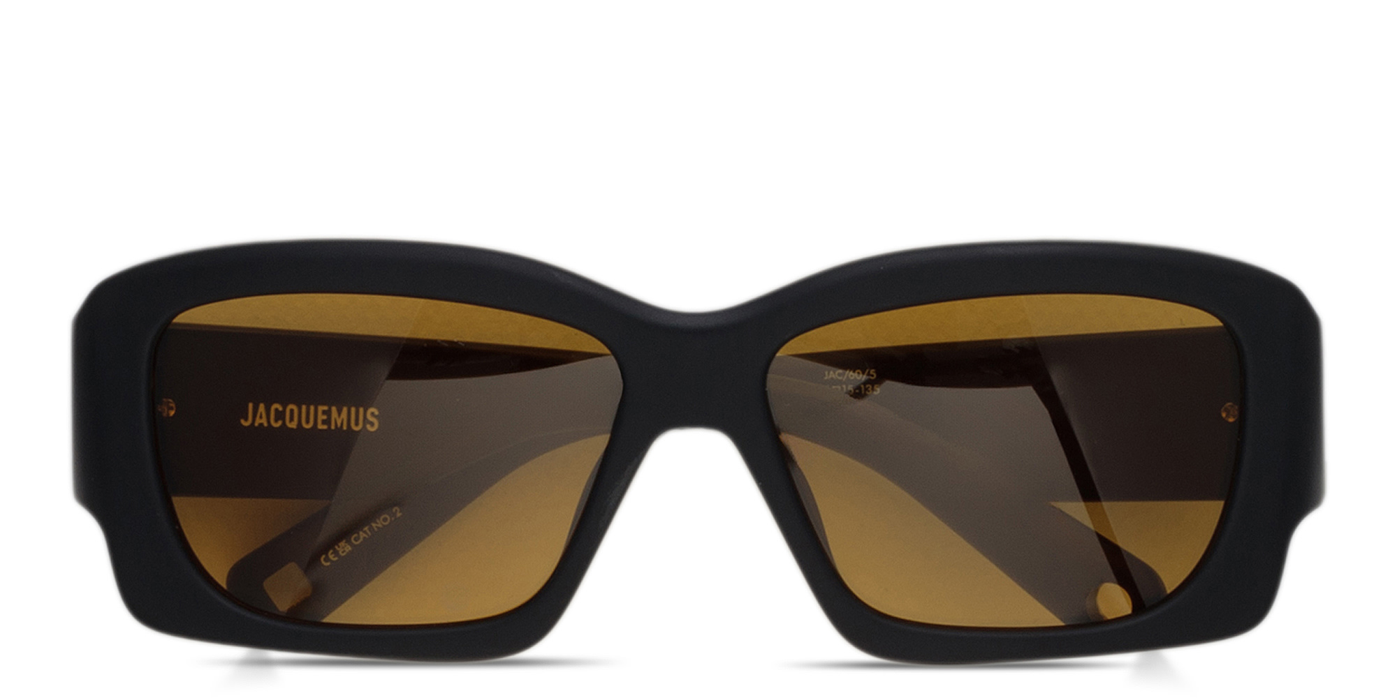Shop JACQUEMUS Croisiere Rectangle Sunglasses in Black online.