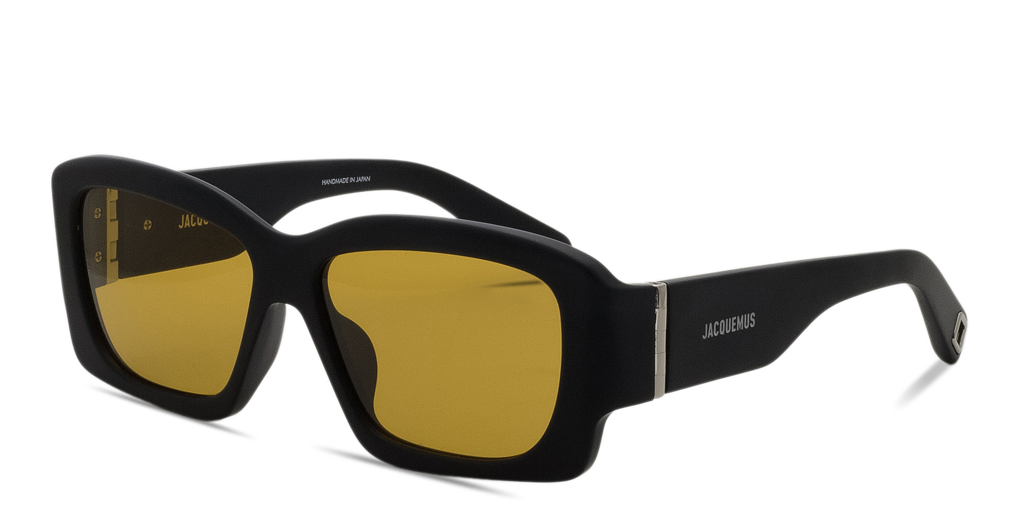 Shop JACQUEMUS Croisiere Rectangle Sunglasses in Black online.