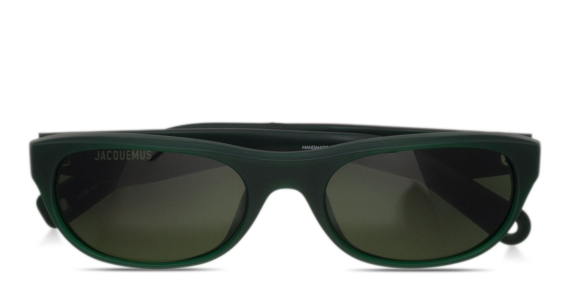 Shop JACQUEMUS Sole Unisex Oval Sunglasses in Dark Green online.
