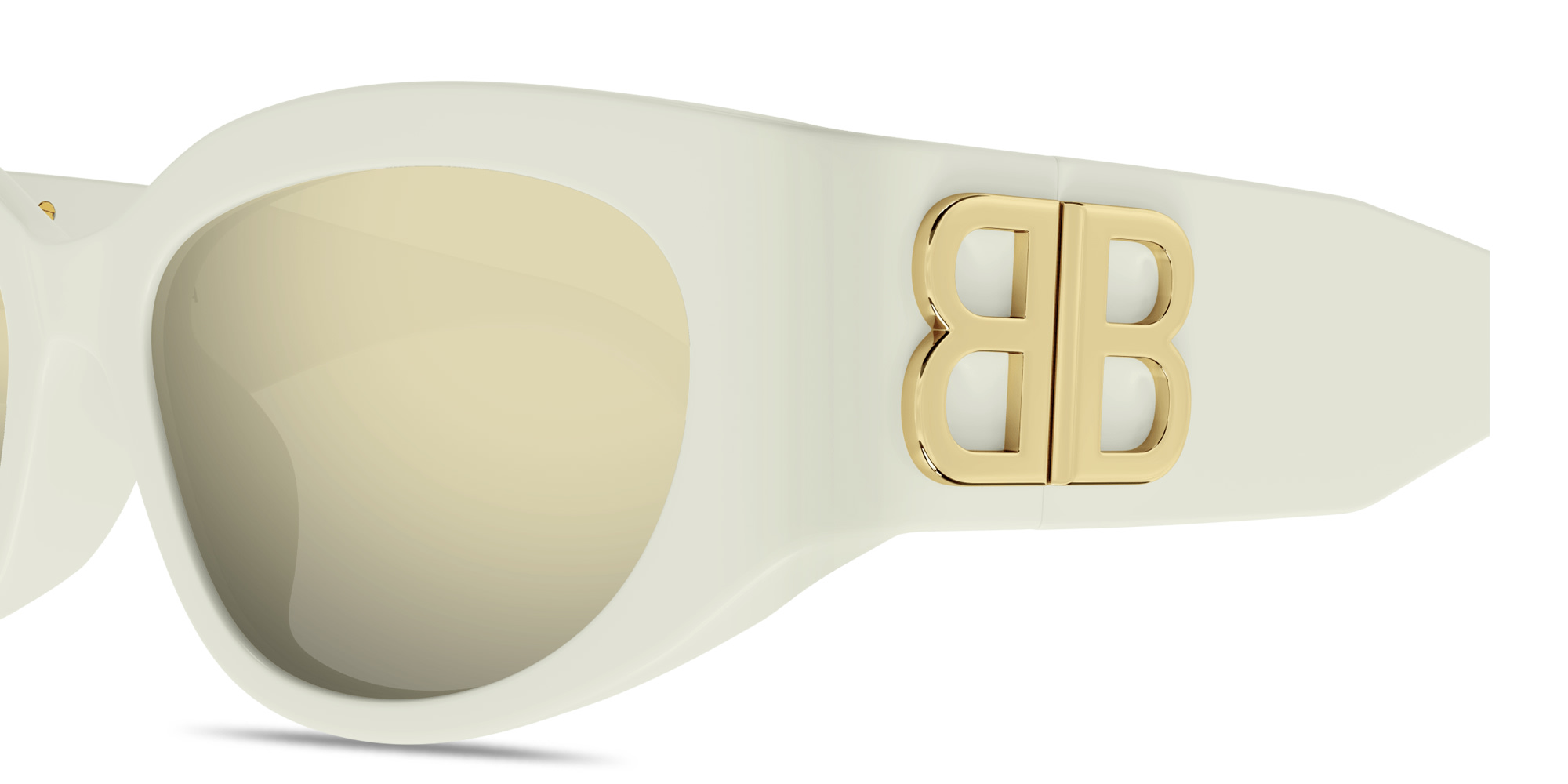 Shop BALENCIAGA BB Logo Oval Sunglasses in Ivory online.