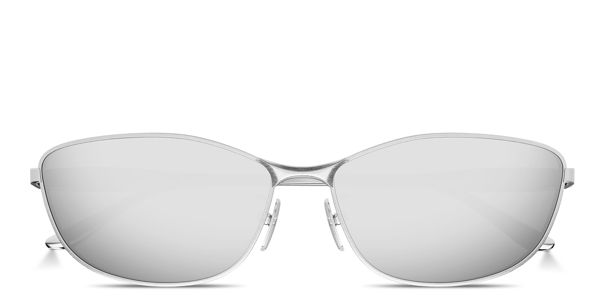 نظارات شمسية مستطيلة بالشعار المنقوش من بالينسياغا بلون فضي - صورة المنتج 1