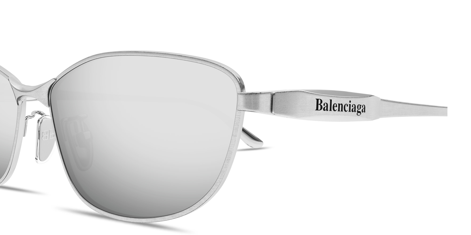 نظارات شمسية مستطيلة بالشعار المنقوش من بالينسياغا بلون فضي - صورة المنتج 3