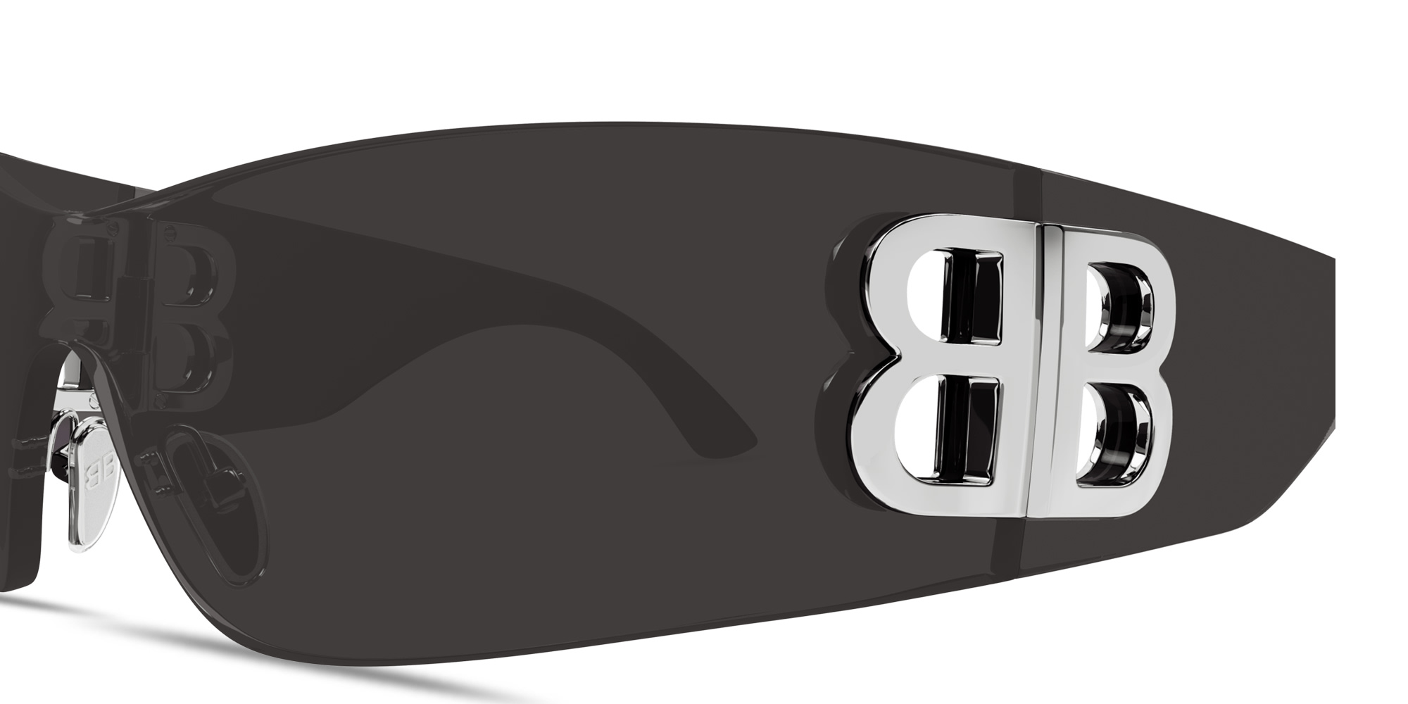 BALENCIAGA Bossy Wide Mask Sunglasses in Grey – Product Photo 3