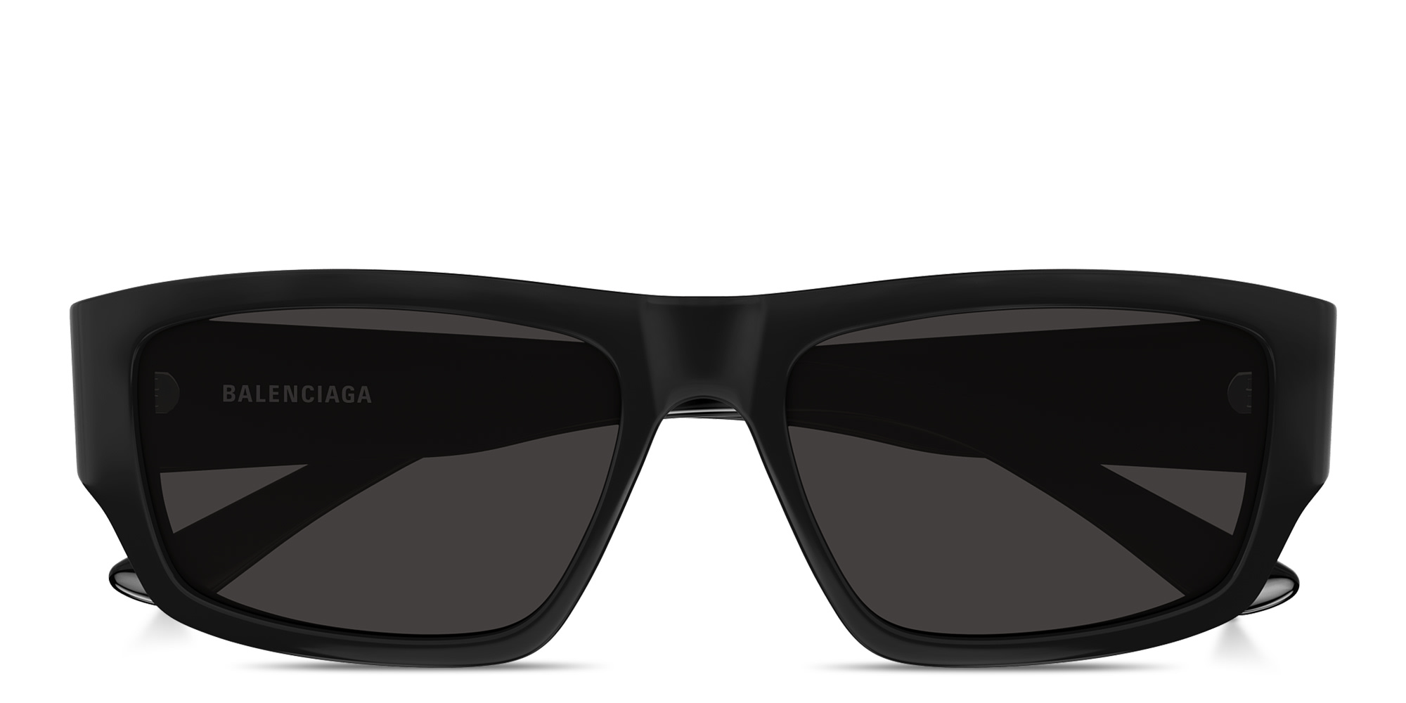 BALENCIAGA Logo Print Rectangle Sunglasses in Black – Product Photo 1