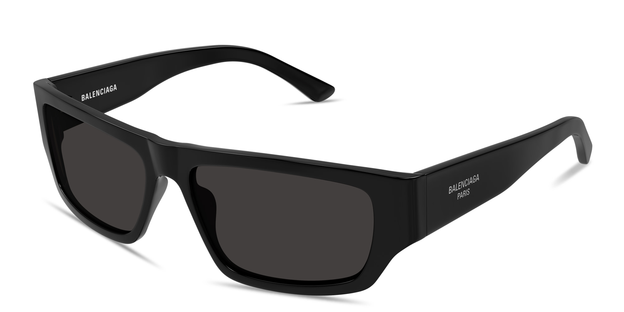 BALENCIAGA Logo Print Rectangle Sunglasses in Black – Product Photo 2