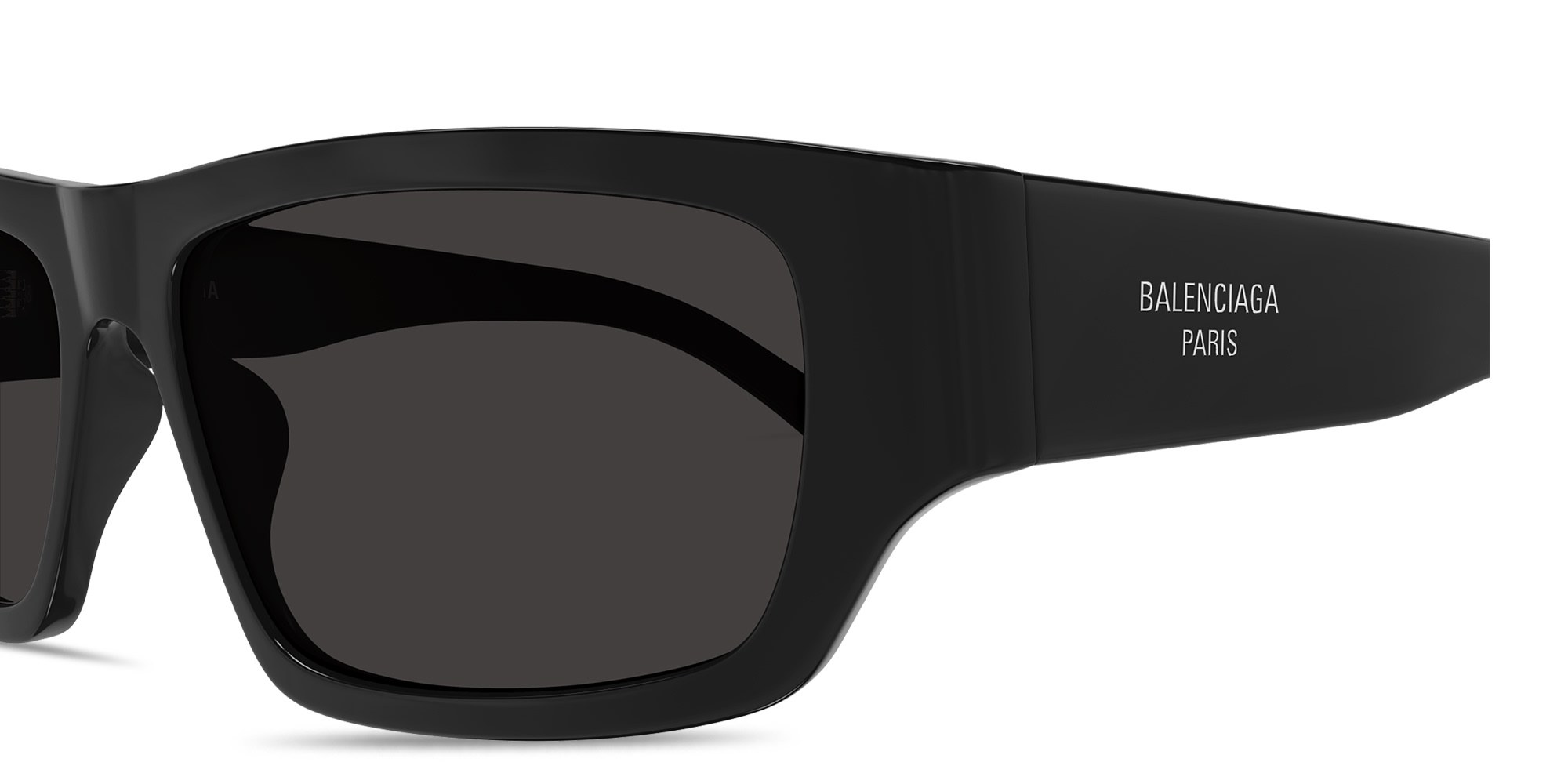 BALENCIAGA Logo Print Rectangle Sunglasses in Black – Product Photo 3