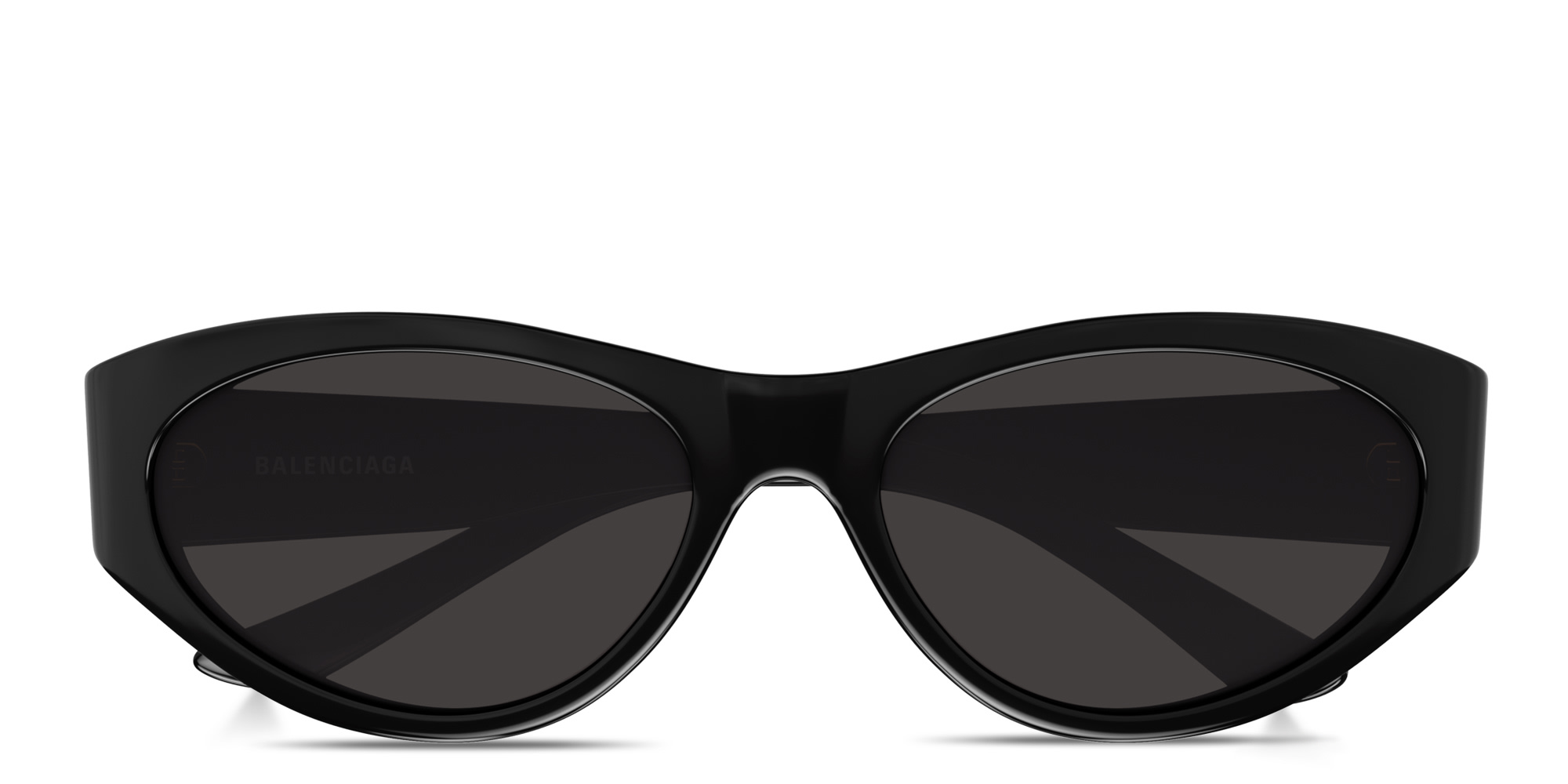 Shop BALENCIAGA Logo Print Oval Sunglasses in Black online.