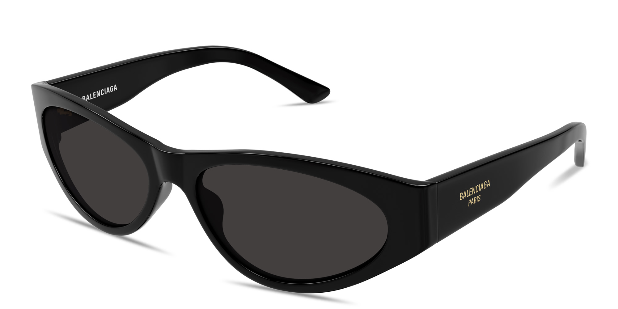 Shop BALENCIAGA Logo Print Oval Sunglasses in Black online.