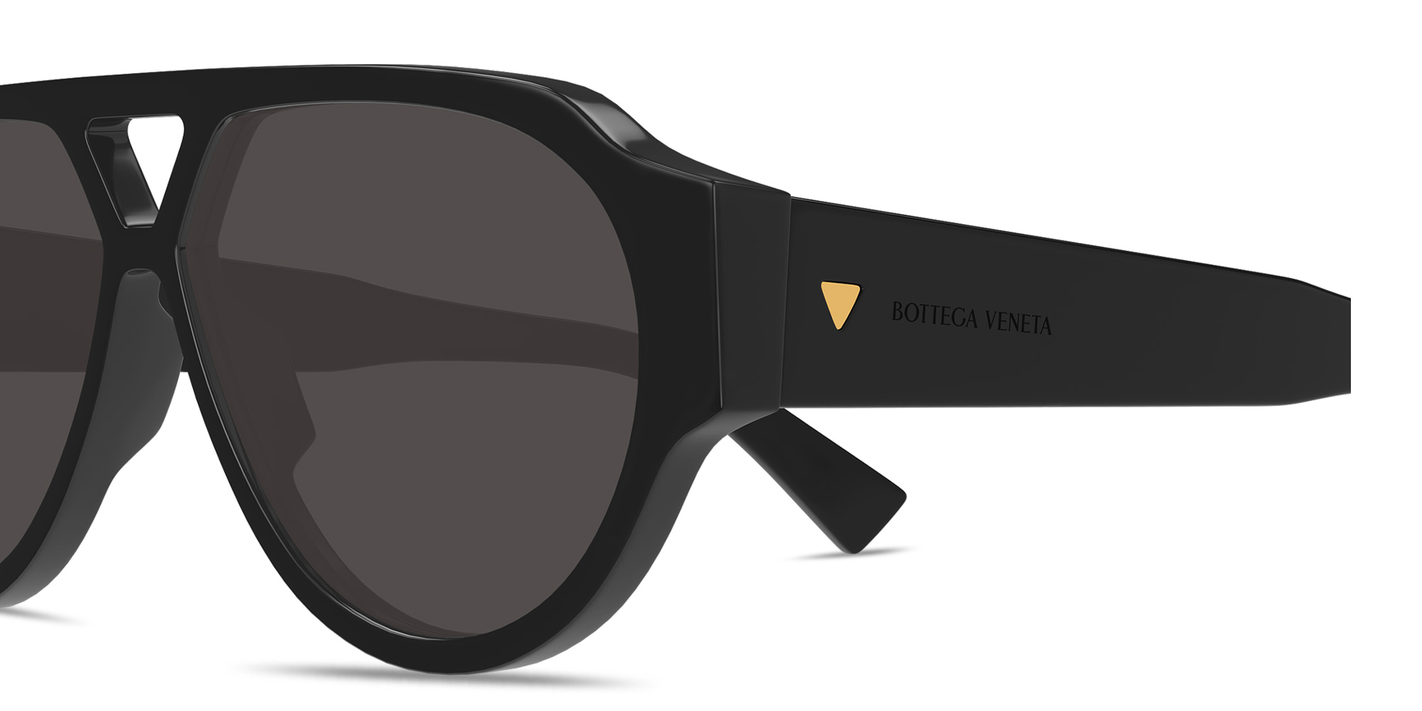 Shop BOTTEGA VENETA Bold Triangle Stud Pilot Sunglasses in Black online.