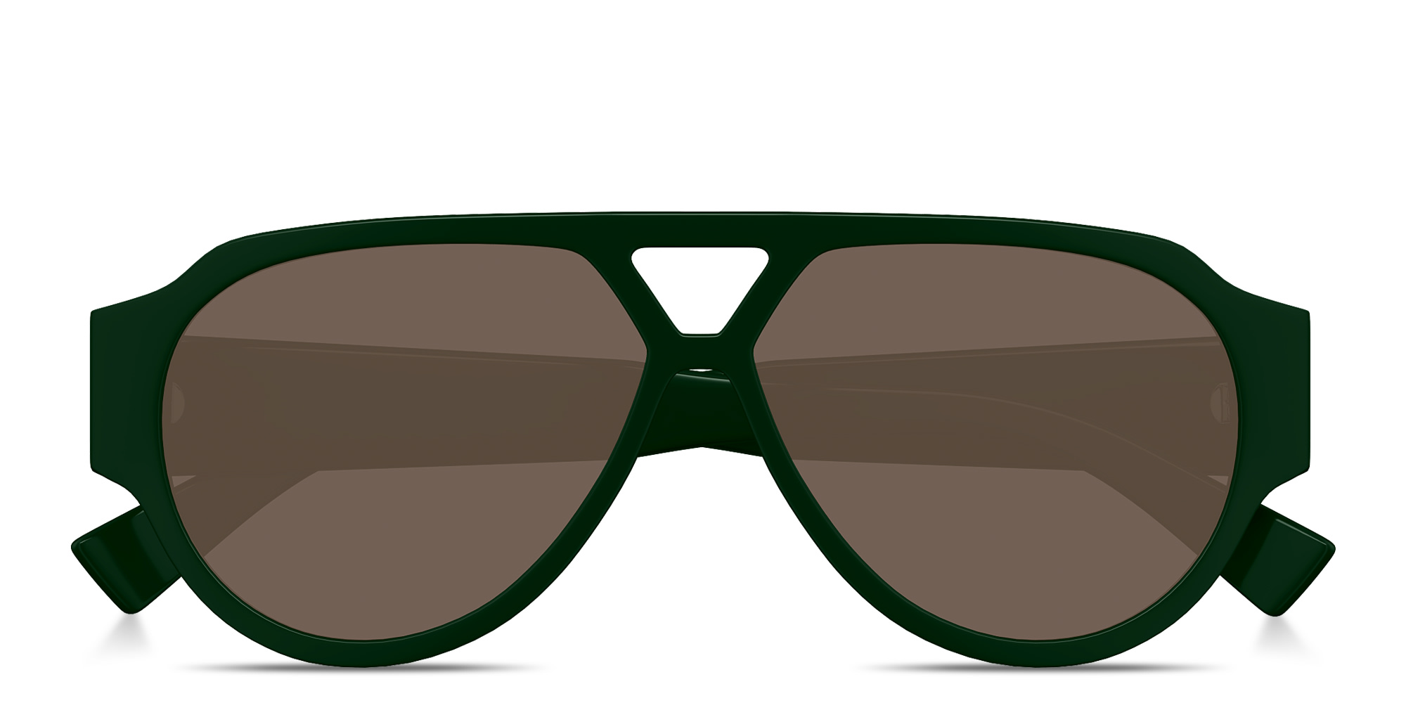 Shop BOTTEGA VENETA Bold Triangle Stud Pilot Sunglasses in Green online.