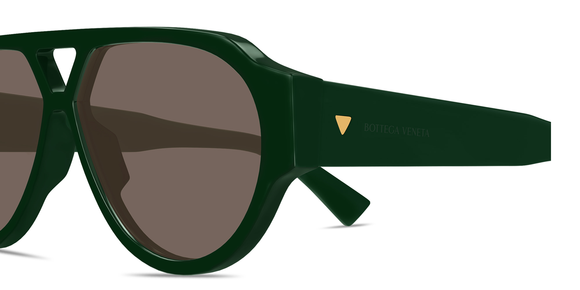 Shop BOTTEGA VENETA Bold Triangle Stud Pilot Sunglasses in Green online.
