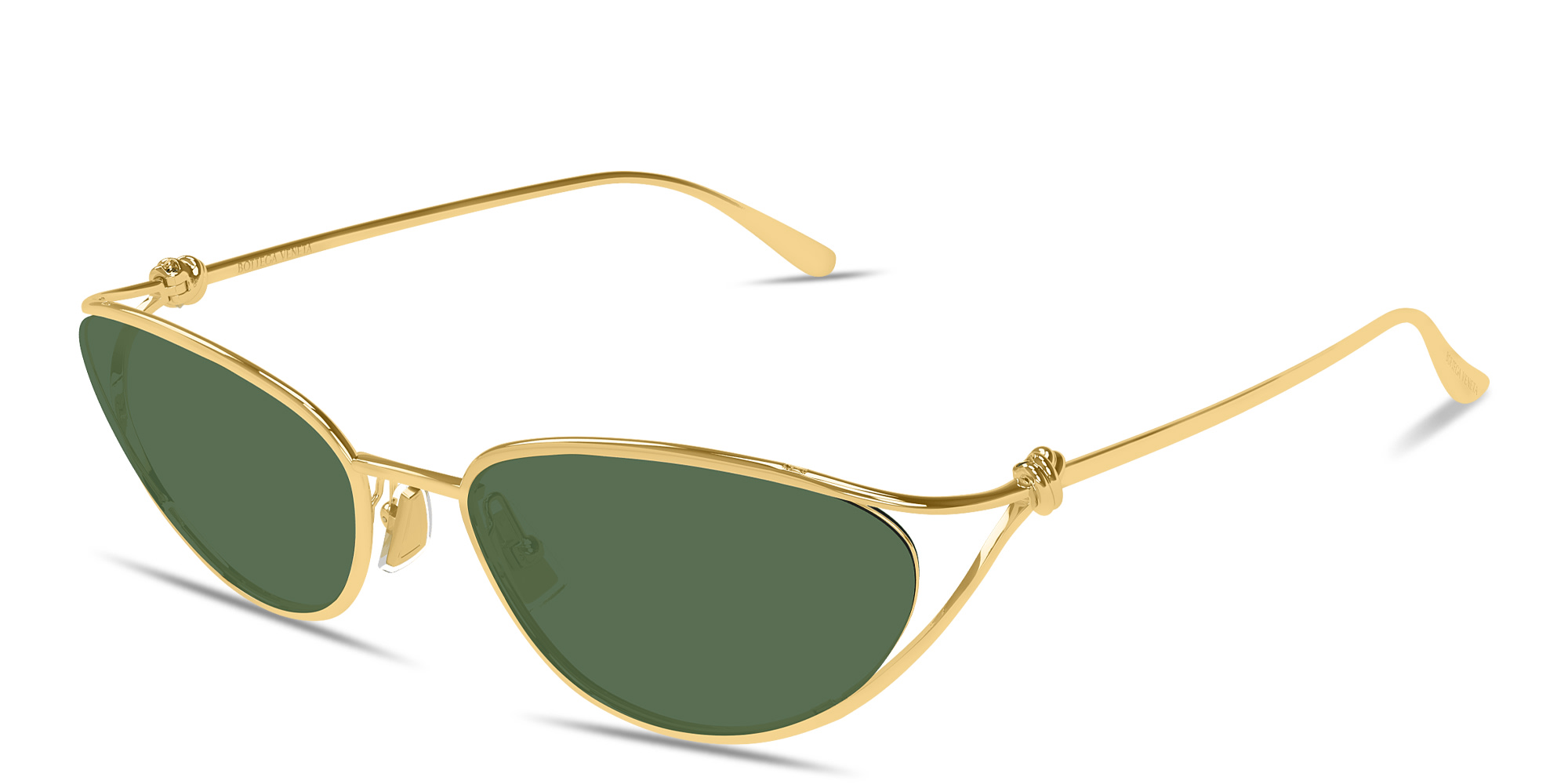 Shop BOTTEGA VENETA Knot Cat-Eye Sunglasses in Gold online.