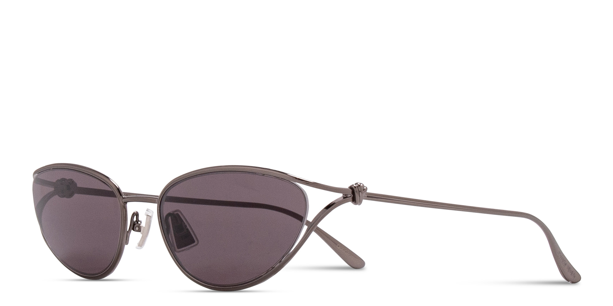 Shop BOTTEGA VENETA Knot Cat-Eye Sunglasses in Gunmetal online.
