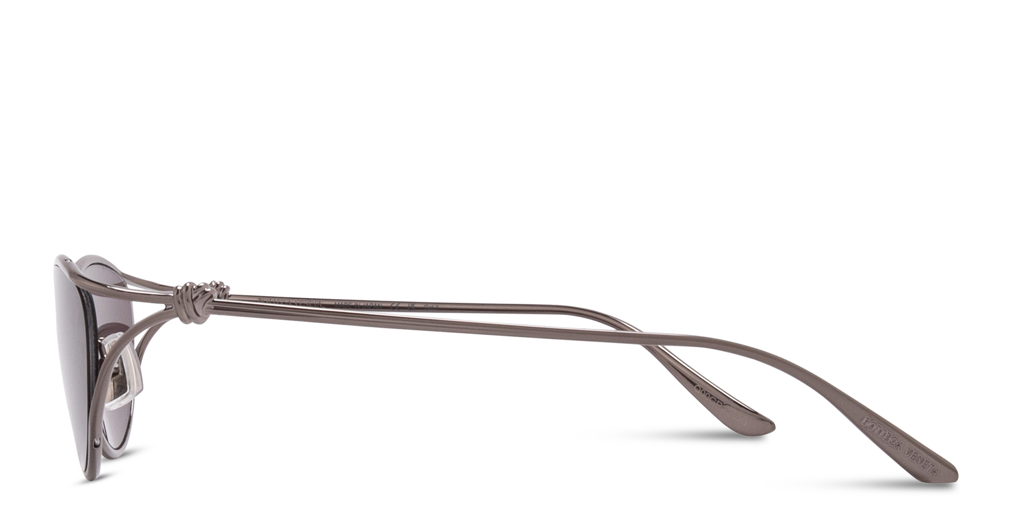 Shop BOTTEGA VENETA Knot Cat-Eye Sunglasses in Gunmetal online.