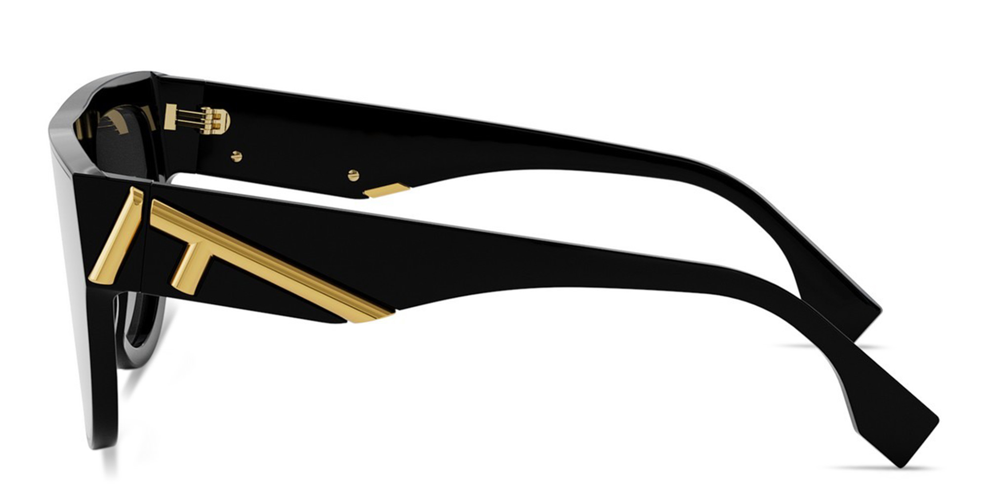 Shop FENDI Fendi First Acetate Black Irregular Sunglasses in Black online.