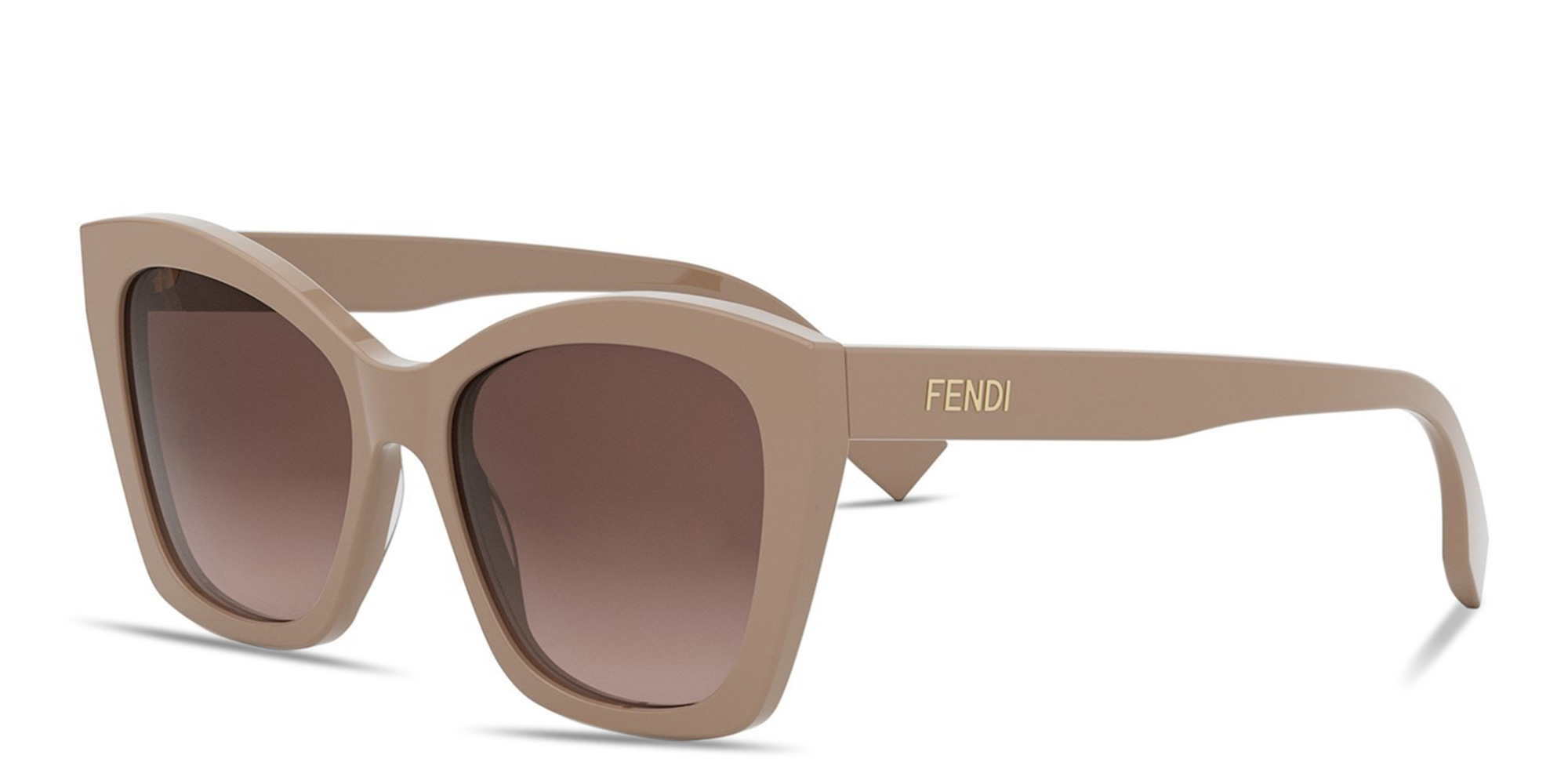 Shop FENDI Lettering Brown Square Sunglasses in Taupe online.
