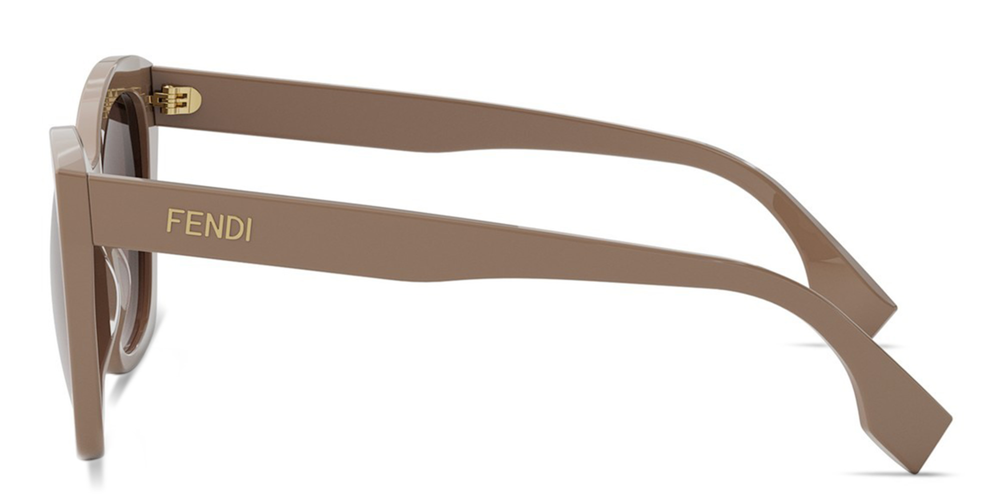 Shop FENDI Lettering Brown Square Sunglasses in Taupe online.