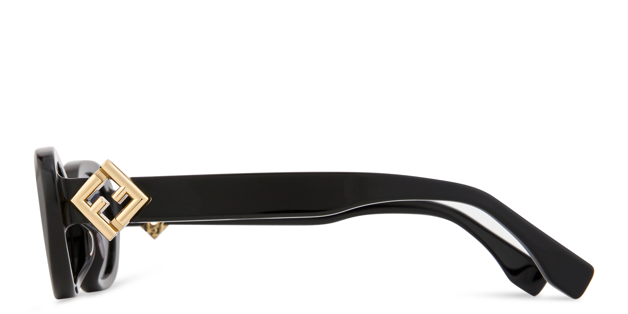 Shop FENDI FF Diamonds Black Oval Sunglasses in Black online.