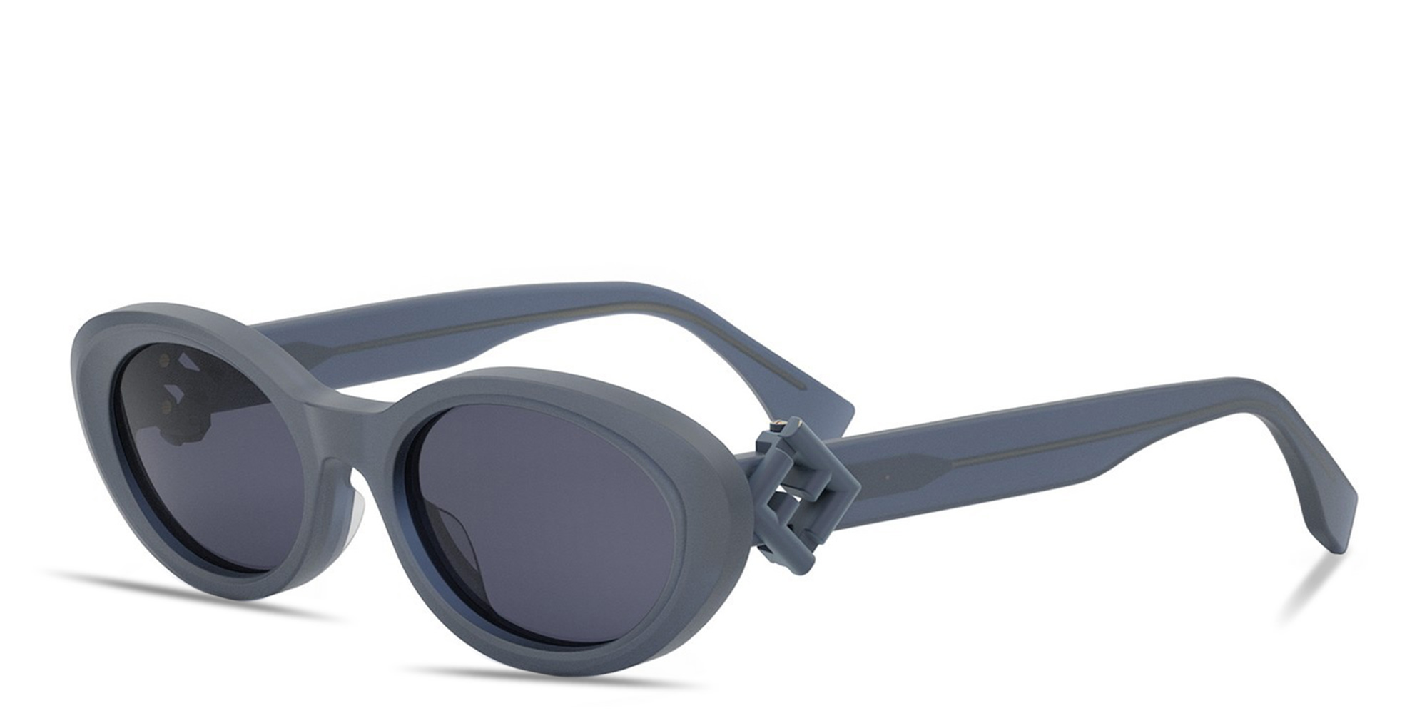 Shop FENDI FF Diamonds Blue Oval Sunglasses in Blue online.
