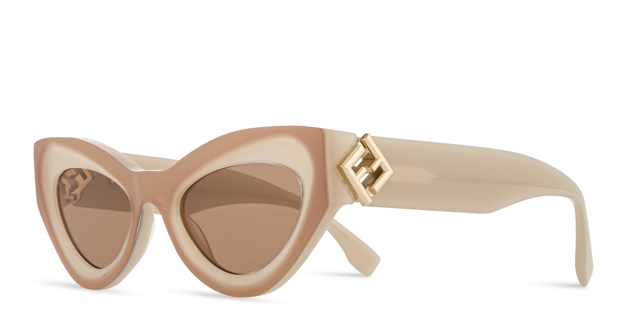 FENDI FF Diamonds Brown Cat-Eye Sunglasses in Beige – Product Photo 2